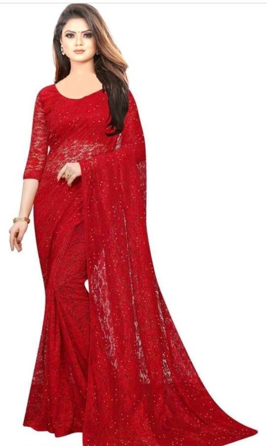 BRAHMANI TEXTILE Self Design Bollywood Net Saree
