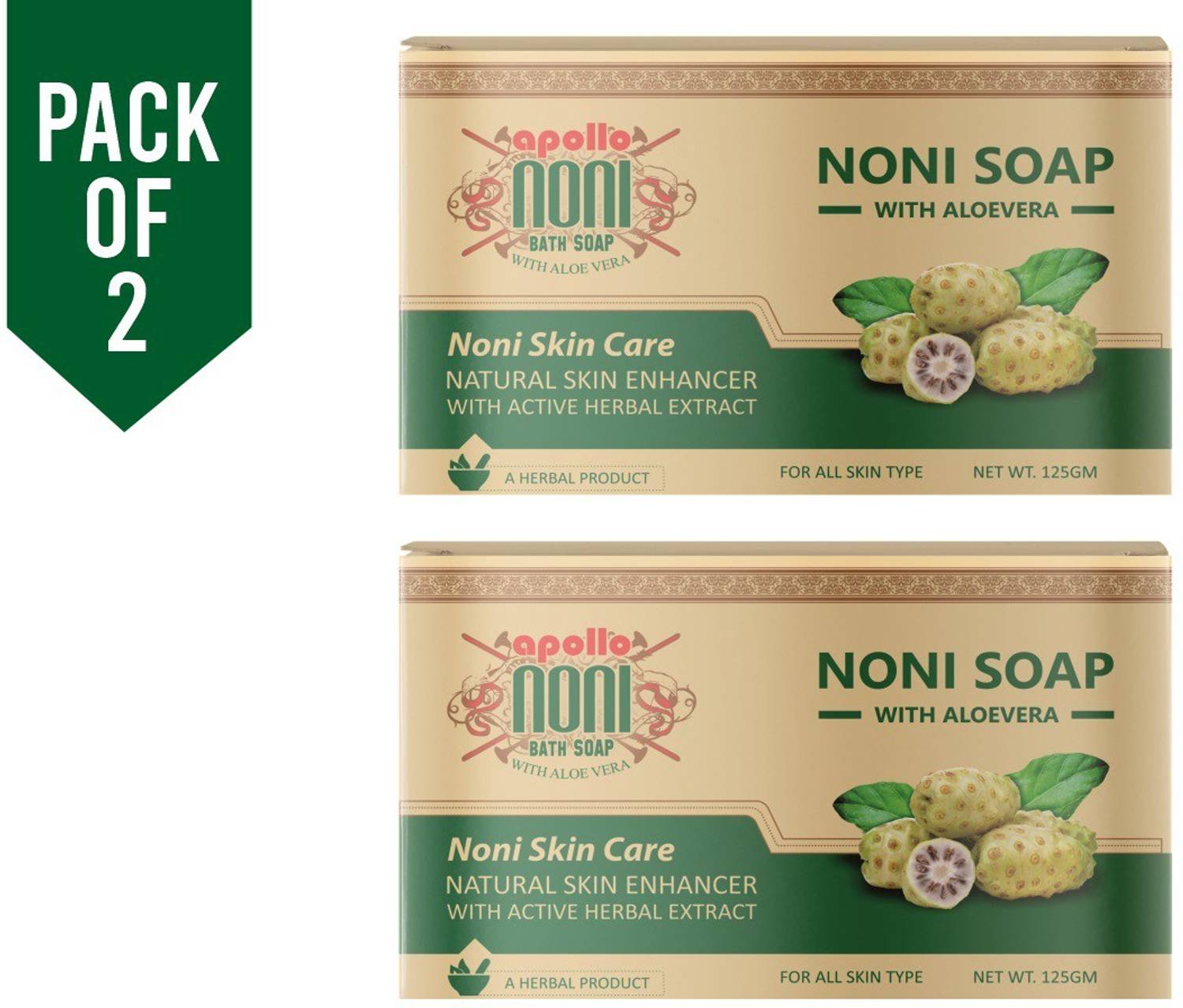 Apollo Noni With Aloevera Active Herbal Extract Soap For Moistriatsation, Skin-Restoring And Skin Irritation