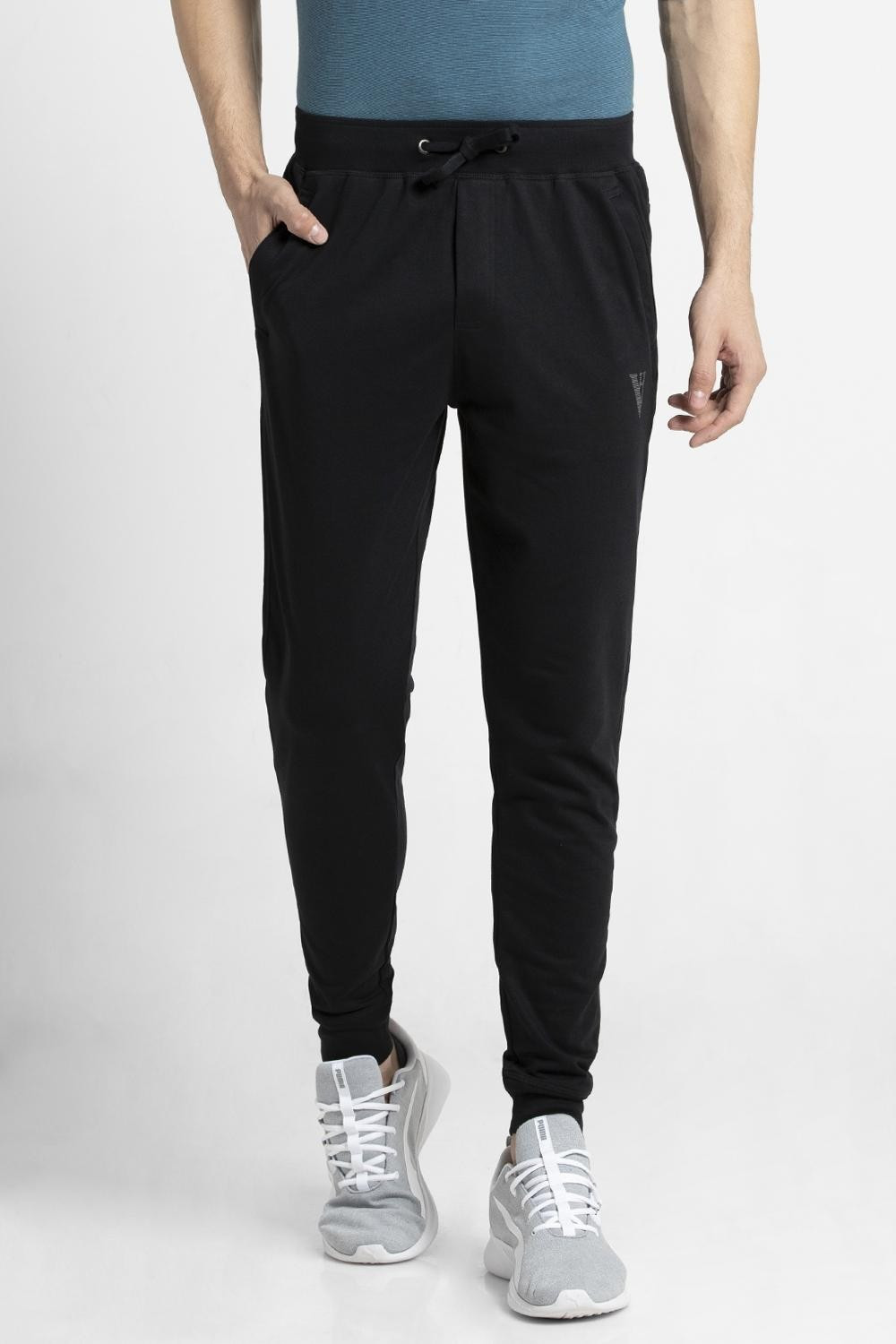 Image of VAN HEUSEN Athleisure Smart Tech And Easy Stain Release Solid Men Black Track Pants