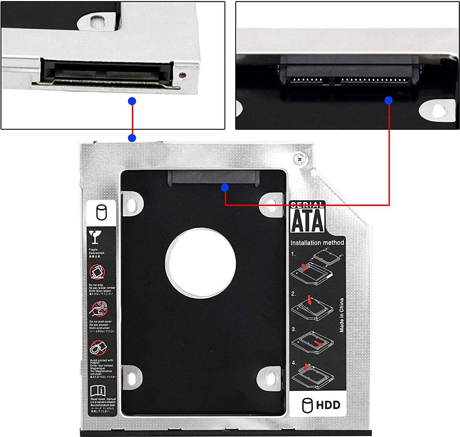 TERABYTE 2.5''Internal HDD 9.5MM Caddy SATA Second CD/DVD-ROM to Expanded Data Storage 2.5 inch 9.5MM Internal Hard Drive Enclosure/HDD CADDY