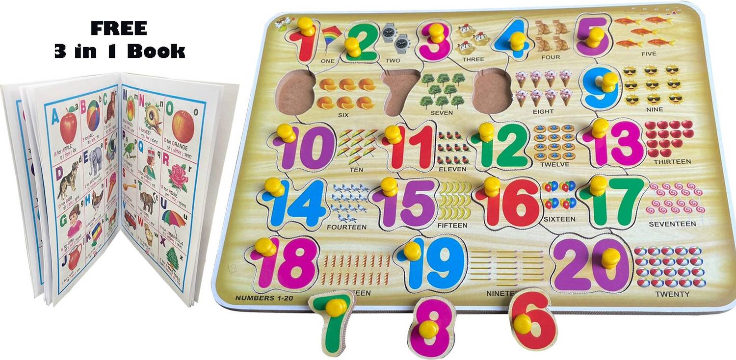 blue seed Educational Learning Toys Jigsaw Puzzle 1-20 Counting Board in Book For Play&Fun