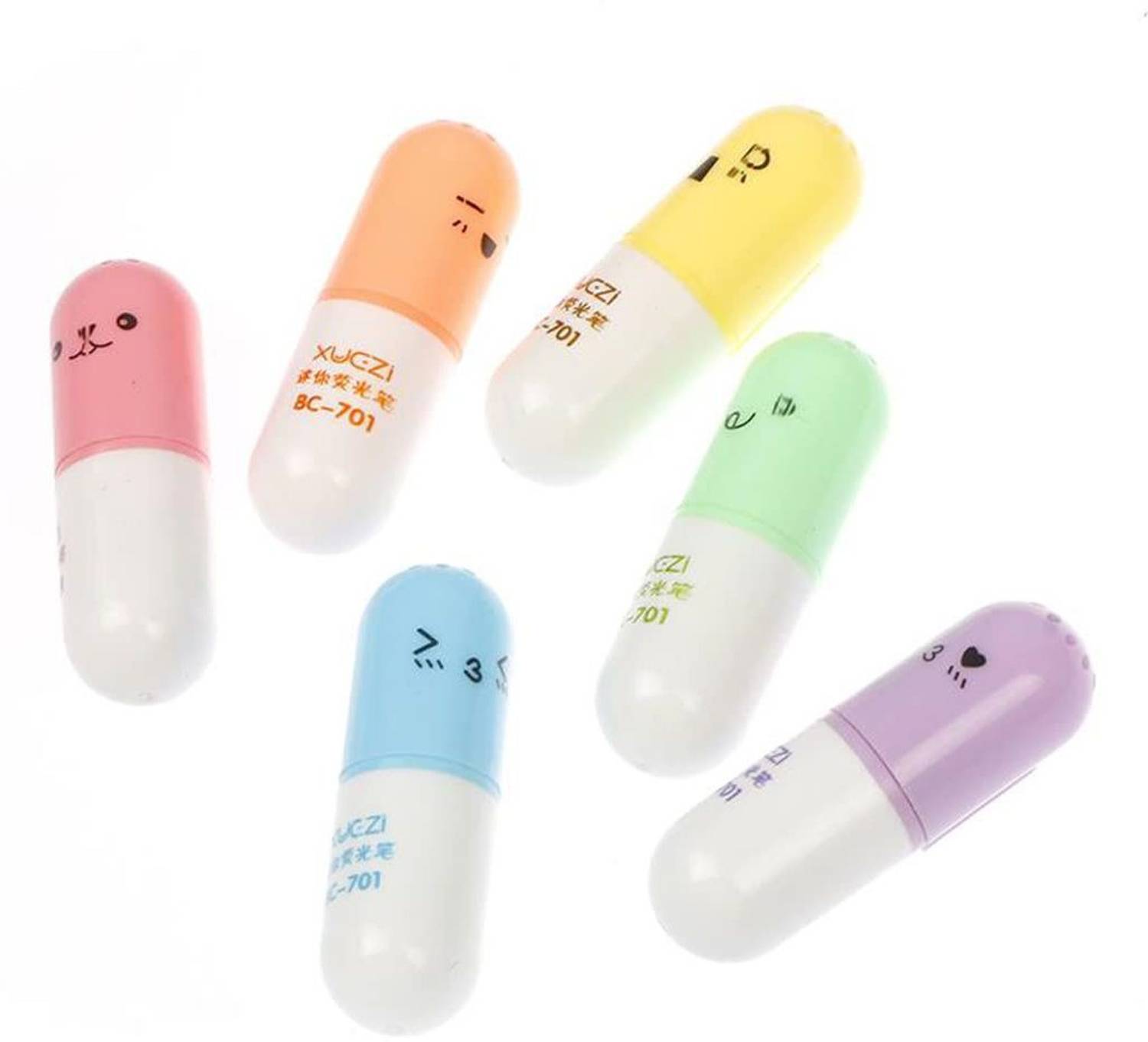 BRIZEM Capsule Designer Highlighter Fine Grip Marker (Pack of 6 pcs)