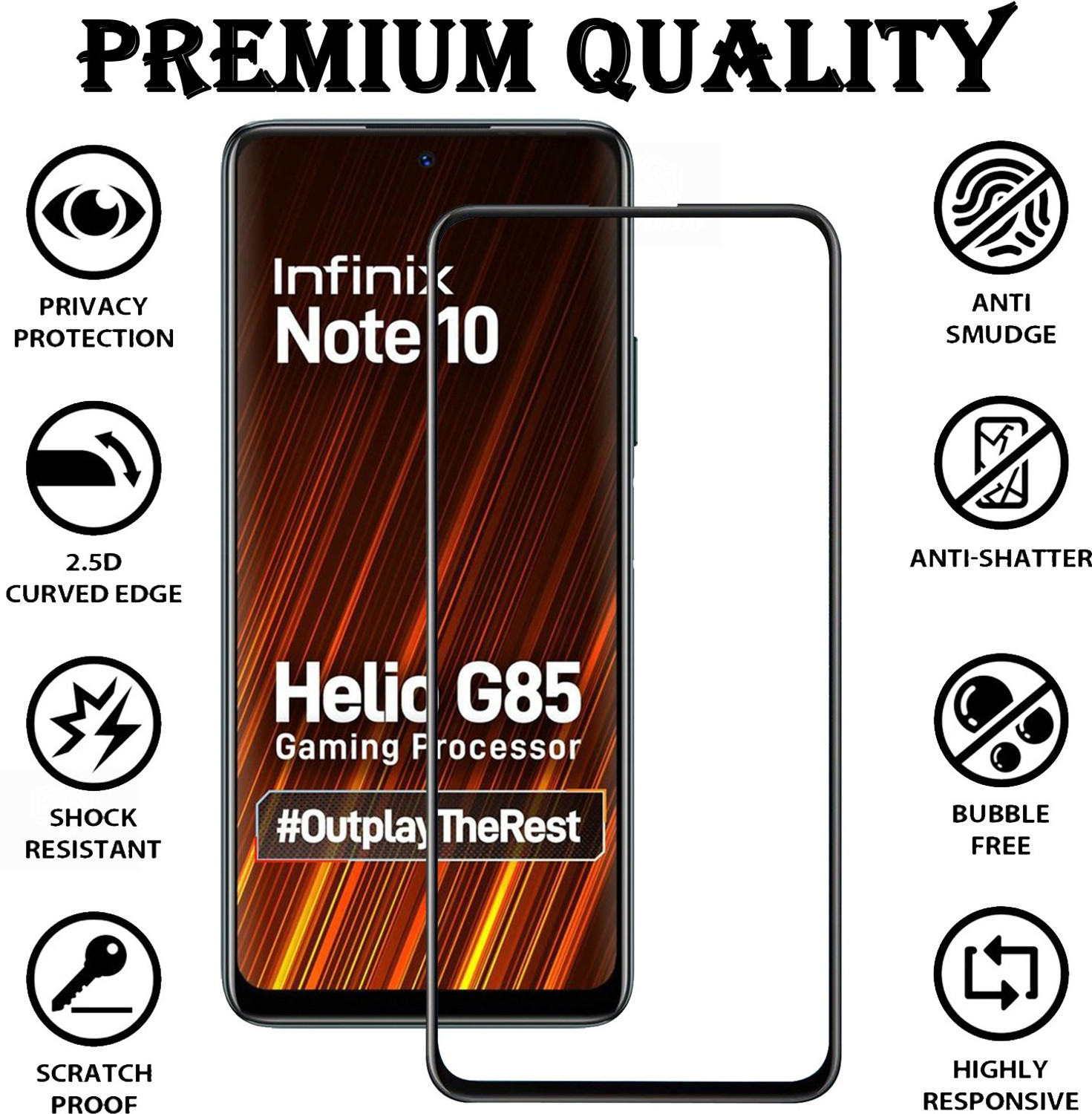 Image of TWIGLO Edge To Edge Tempered Glass for INFINIX NOTE 10