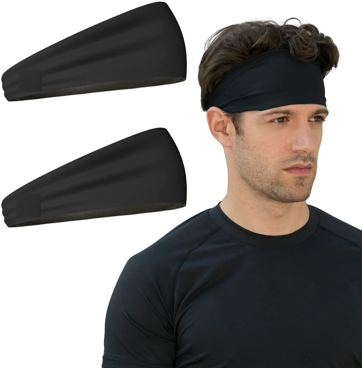 Image of Run India Sport Non Slip, Moisture Wicking Headband for Running gym yoga Head Band (Black)