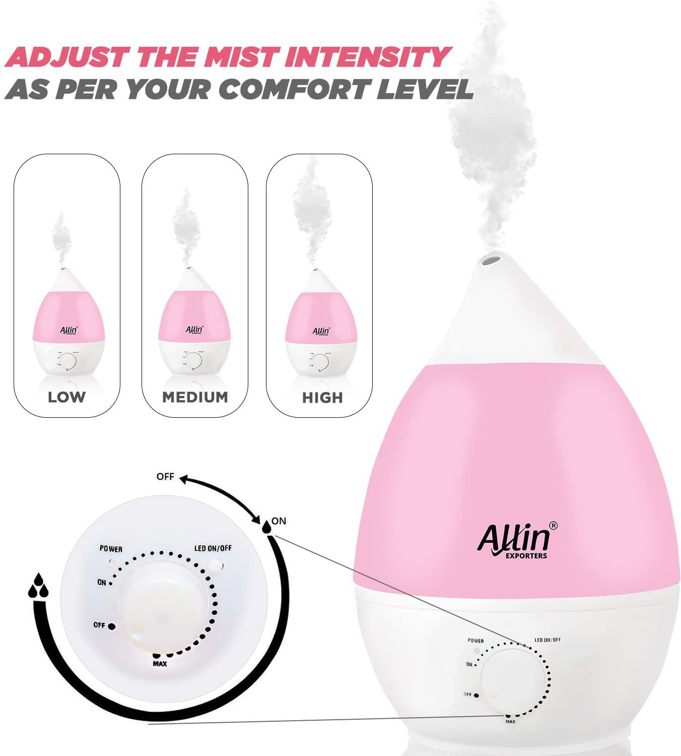 Image of Allin Exporters Ultrasonic Humidifier Cool Mist Air Purifier for Cold, Cough & Bedroom ( 2.4 L) Portable Room Air Purifier