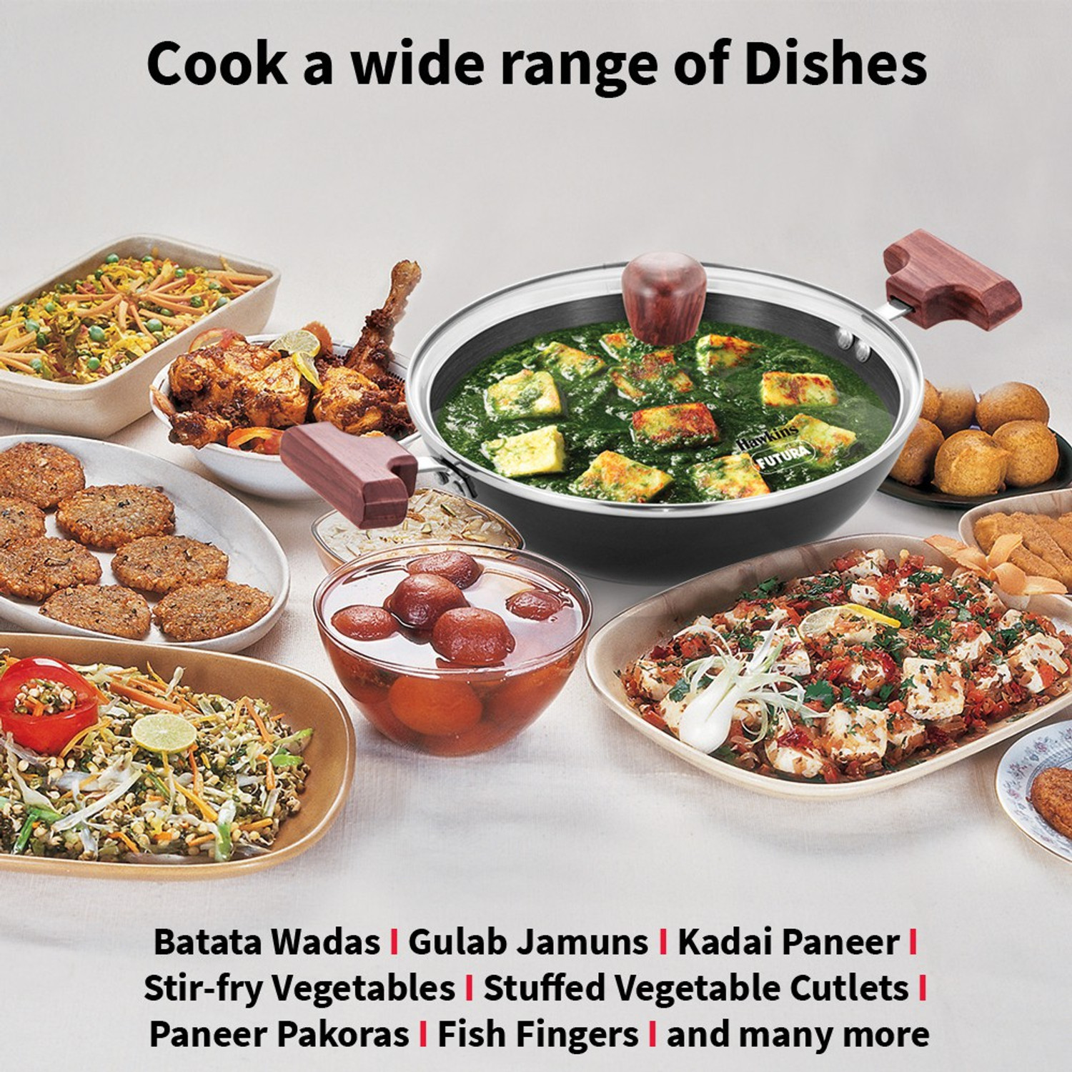 Image of Hawkins Deep-Fry Pan, Glass (AK15G) Kadhai 22 cm diameter with Lid 1.5 L capacity