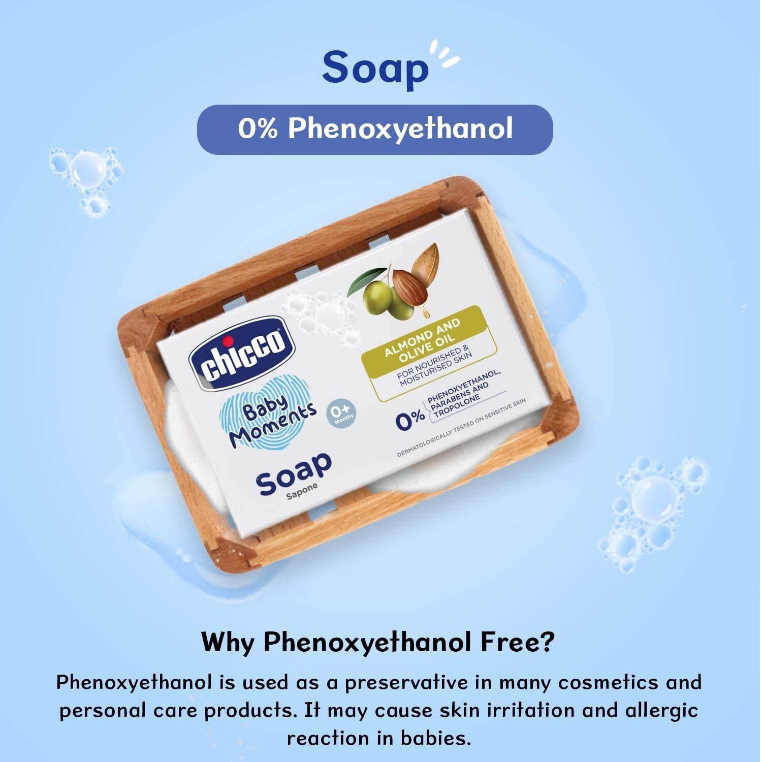 Image of Chicco Baby Moments Soap with Natural Ingredients, Suitable for Baby's Skin(125g 3 + 1) (3 x 166.67 g)