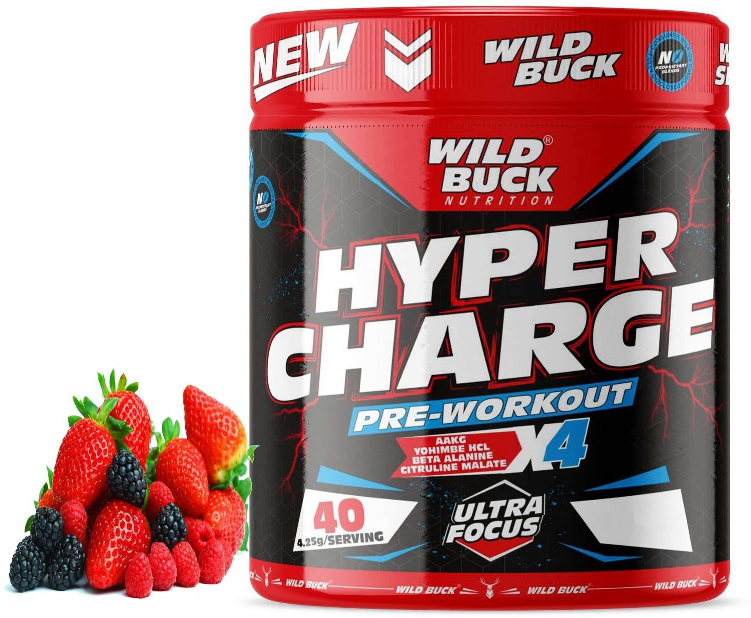WILD BUCK Hyper Charge Pre-Workout For Hardcore Pump ,Non-Crash Energy Both For Men &Women Energy Drink