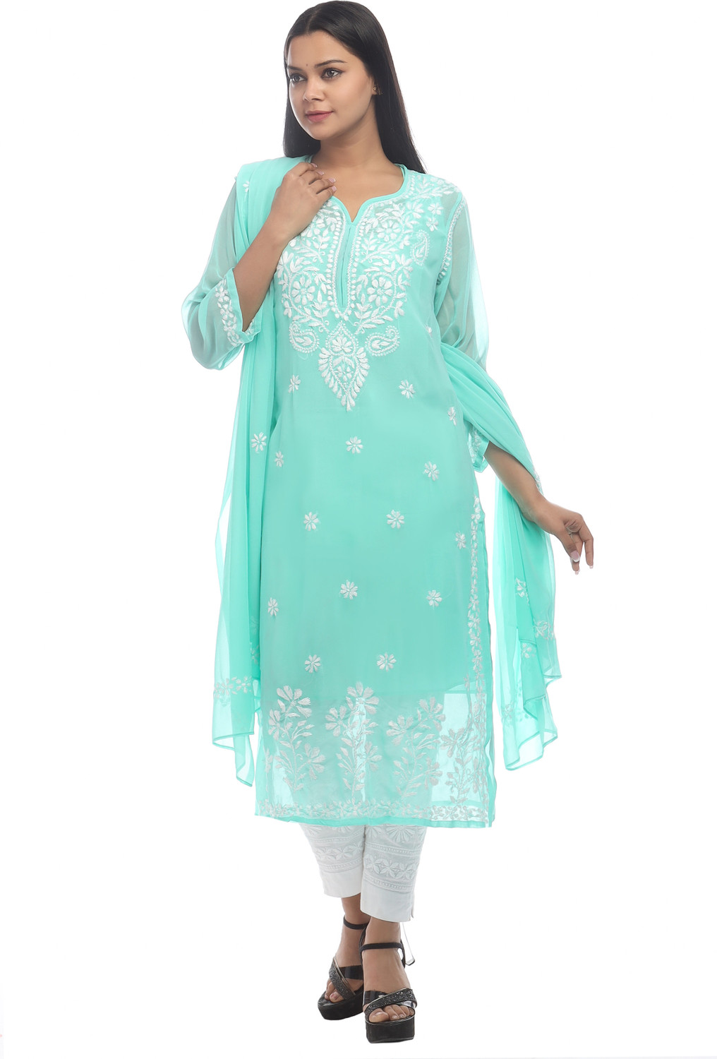 Image of Golden Chikan Export Women Kurta Dupatta Set