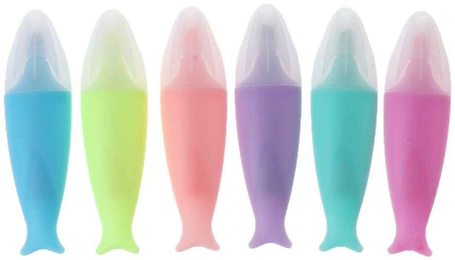 BRIZEM unique Fish Shape Multicolor Highlighter Pen Marker (set of 6 pcs)