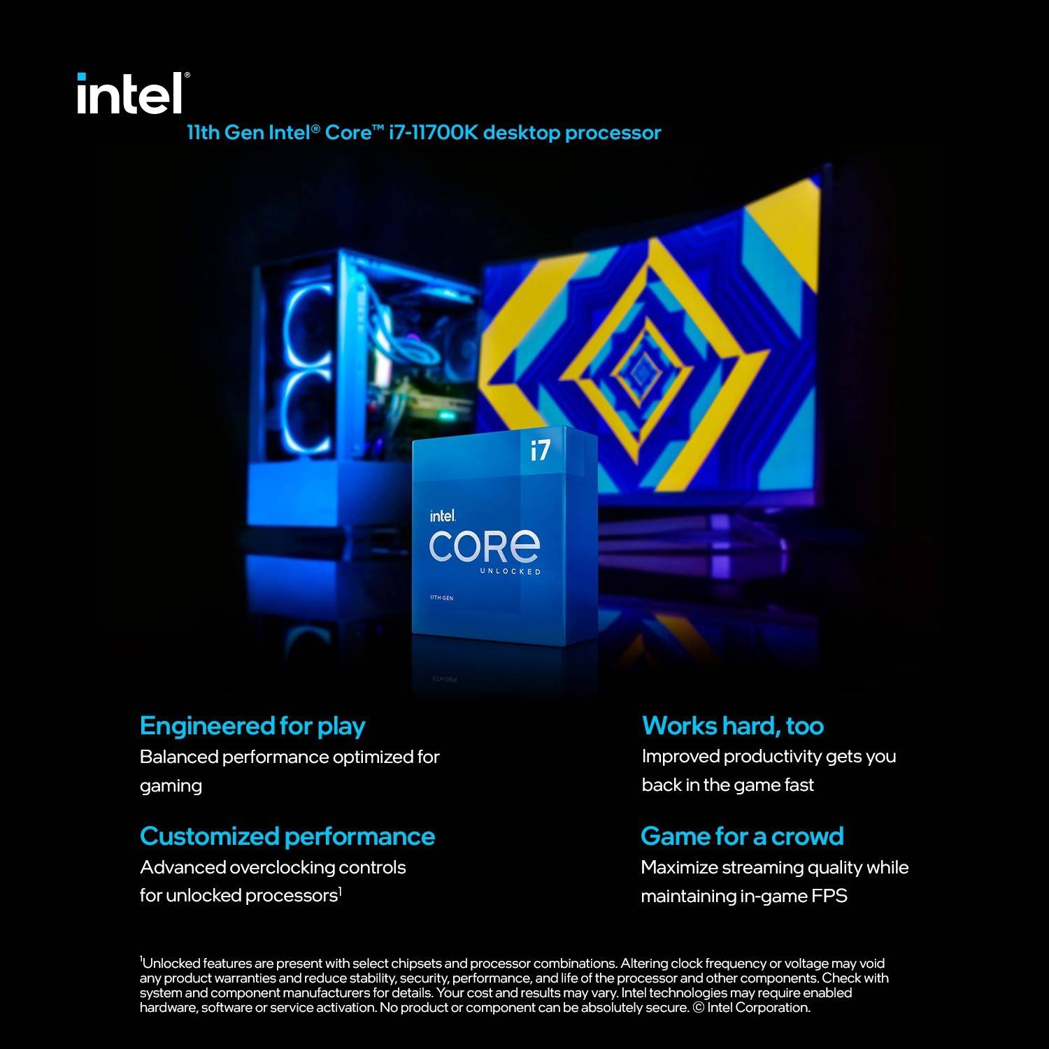 Intel Core i7-11700K 3.6 GHz Upto 5 GHz LGA 1200 Socket 8 Cores 16