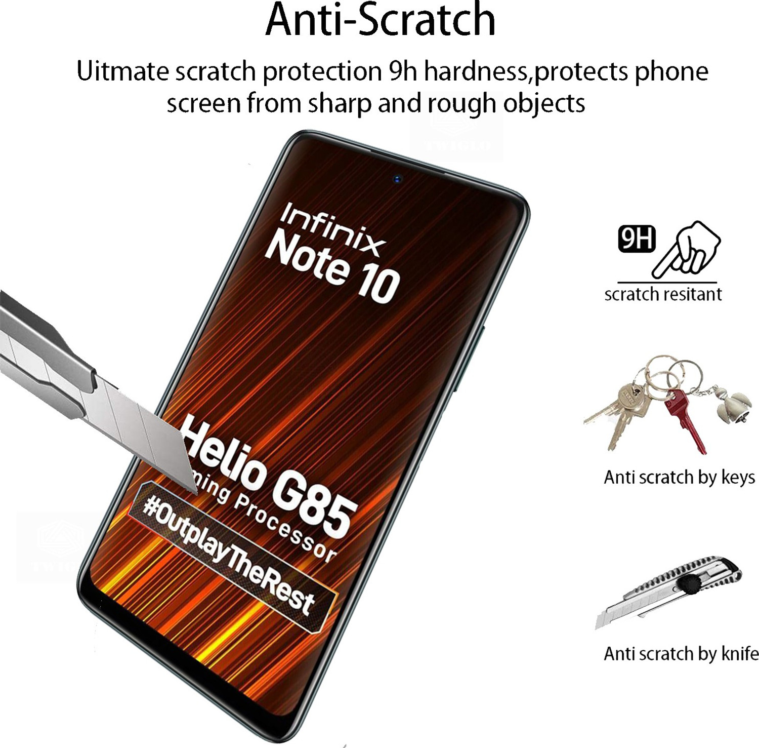 Image of TWIGLO Edge To Edge Tempered Glass for INFINIX NOTE 10