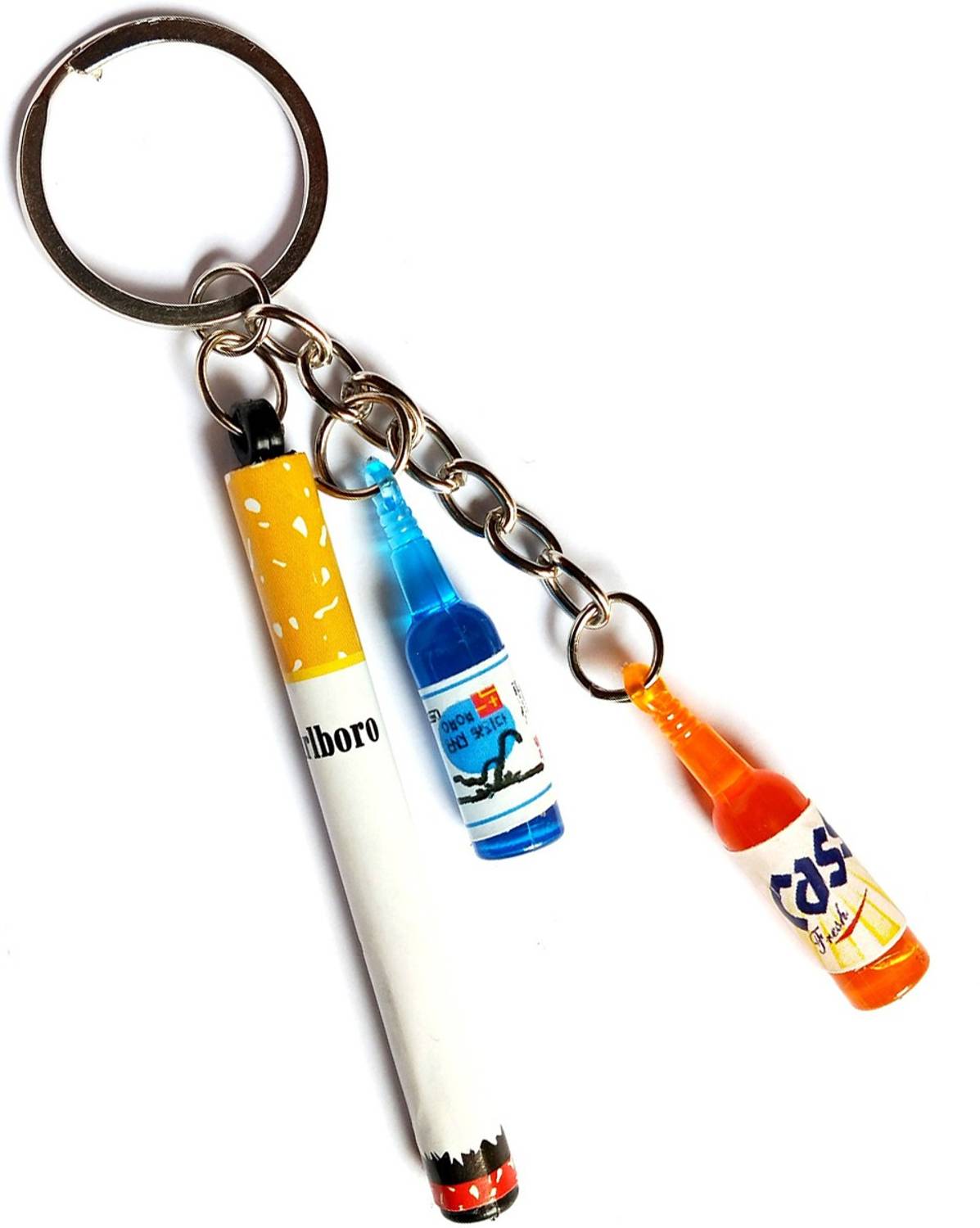cigarette key chain Meeko.com 2 Bottles and 1 Cigarette set in 1 Keychain Key Chain