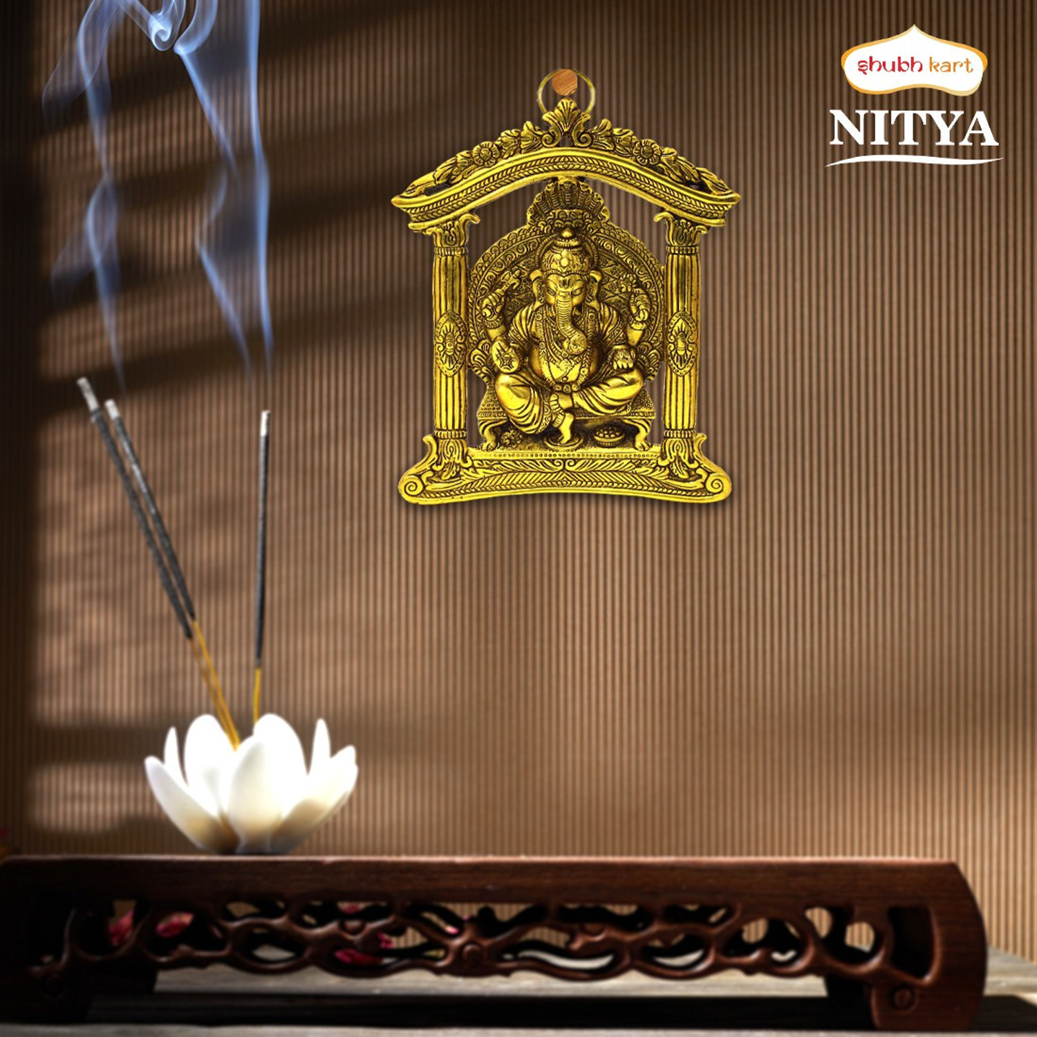 Image of Shubhkart Nitya Aaradhya Ganesh Murti Statue For Wall Hanging - 572 g Decorative Showpiece - 28.5 cm