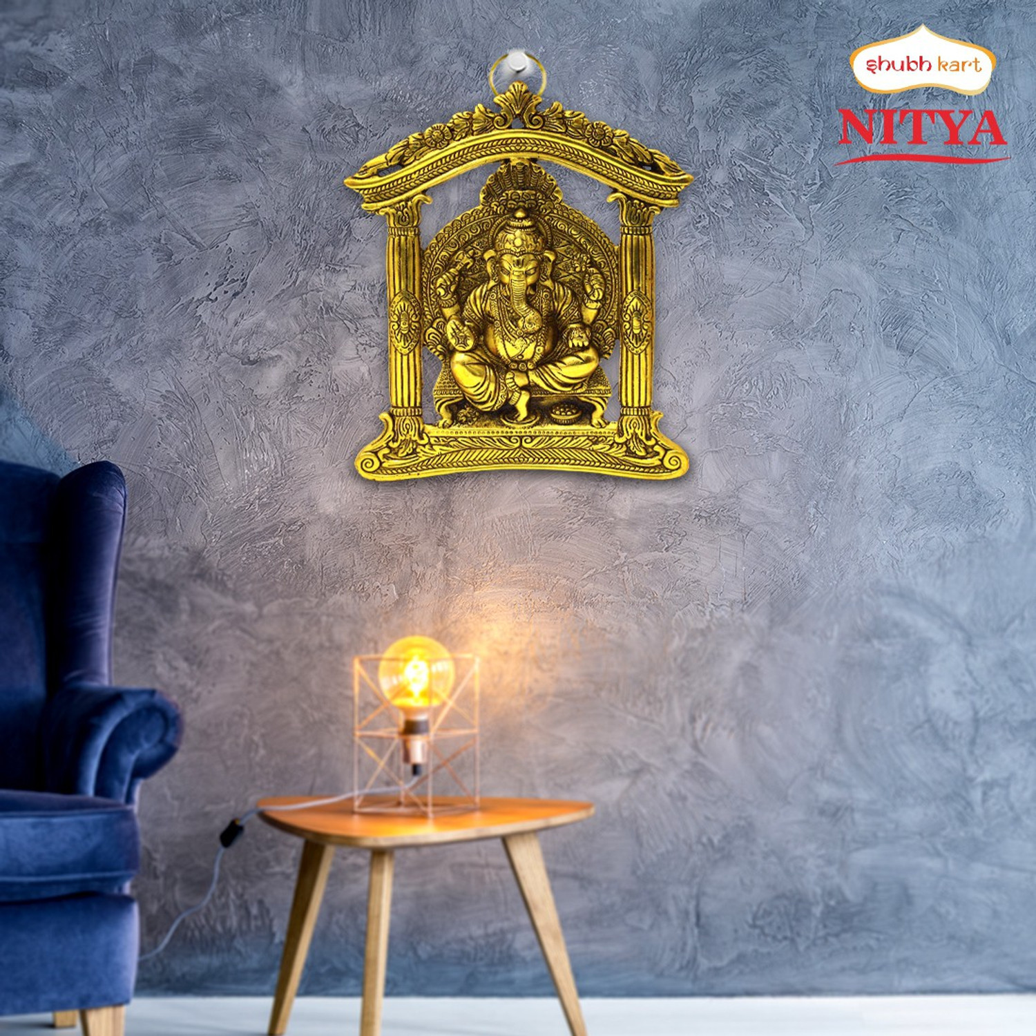 Image of Shubhkart Nitya Aaradhya Ganesh Murti Statue For Wall Hanging - 572 g Decorative Showpiece - 28.5 cm