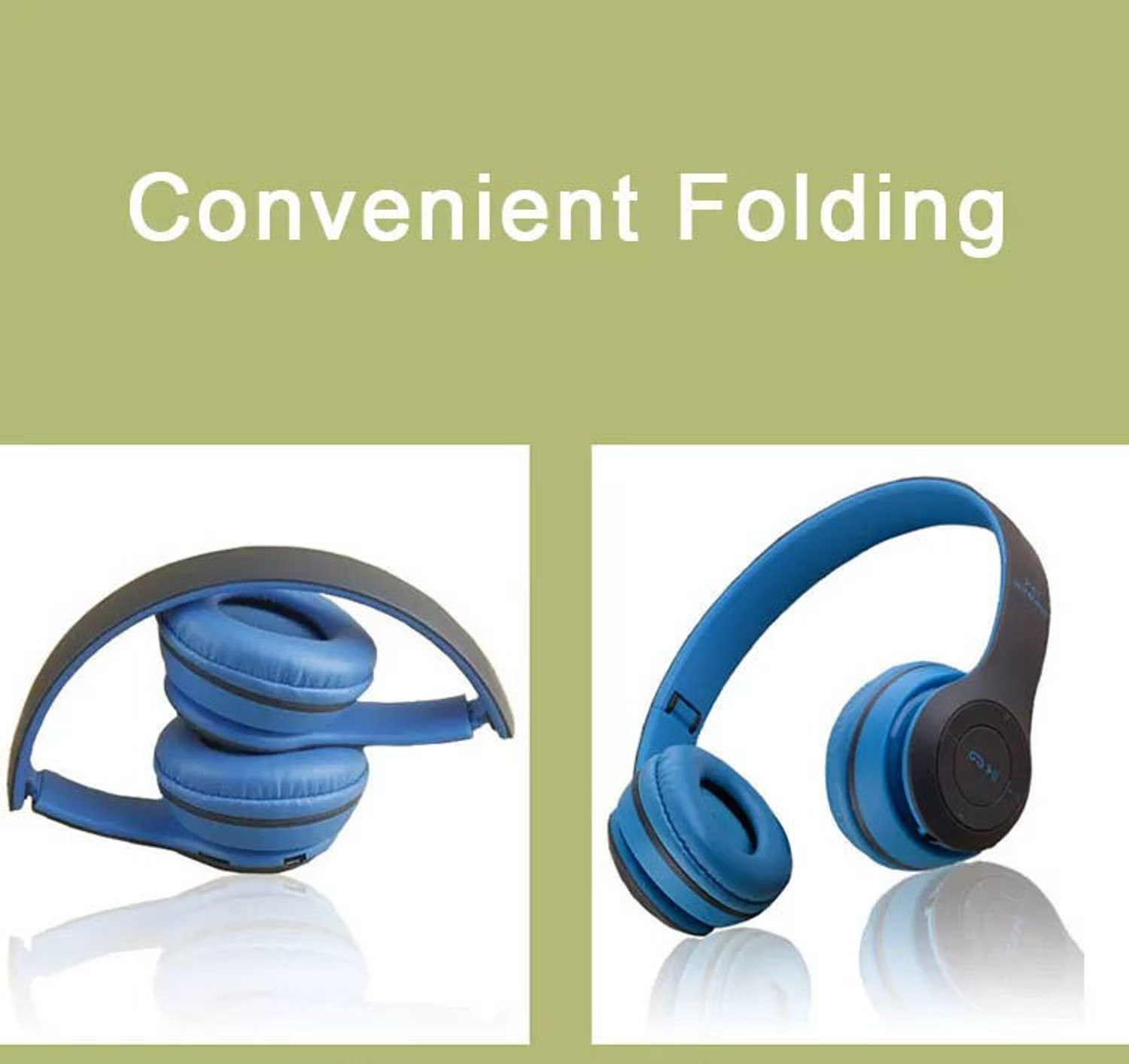 Image of Techobucks Extra Bass Wireless P-47 Bluetooth Over-ear Headphone Foldable Stereo Headset Bluetooth & Wired