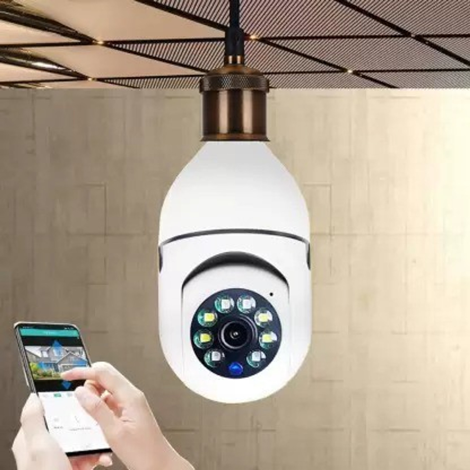 Image of PERAMISYM Wireless WiFi Bulb Holder SPY 5.0MP CCTV Camera Night Vision Remote Live Viewing Security Camera