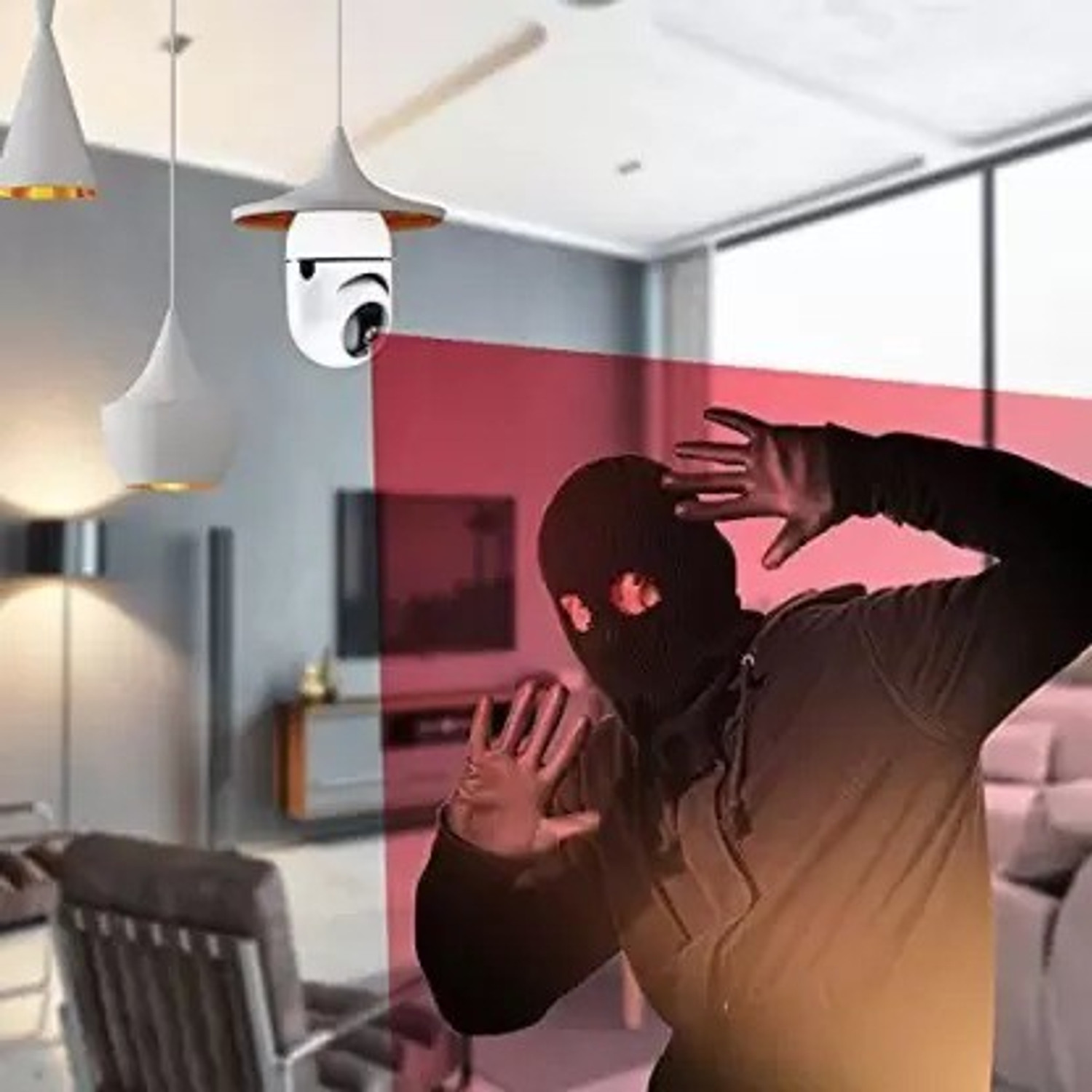 Image of PERAMISYM Wireless WiFi Bulb Holder SPY 5.0MP CCTV Camera Night Vision Remote Live Viewing Security Camera