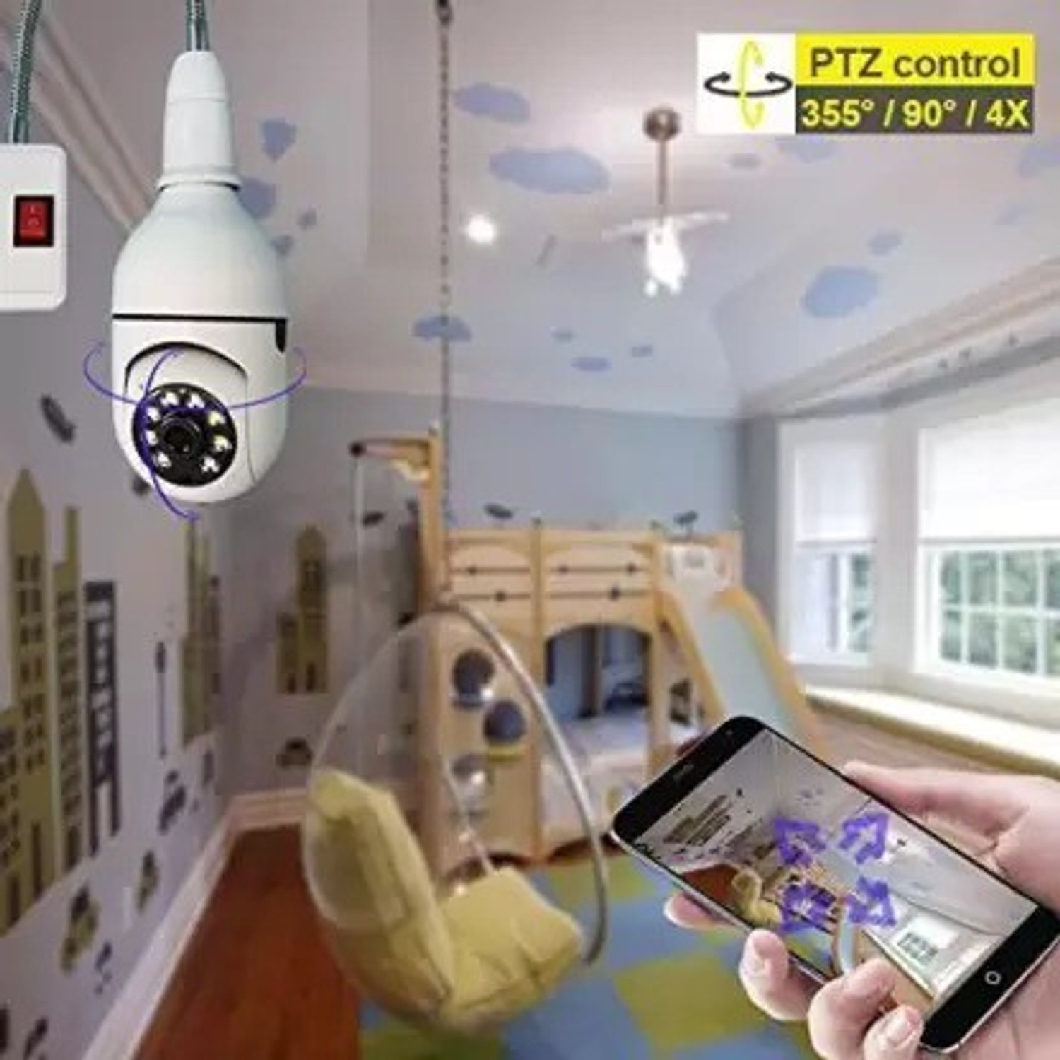 Image of PERAMISYM Wireless WiFi Bulb Holder SPY 5.0MP CCTV Camera Night Vision Remote Live Viewing Security Camera