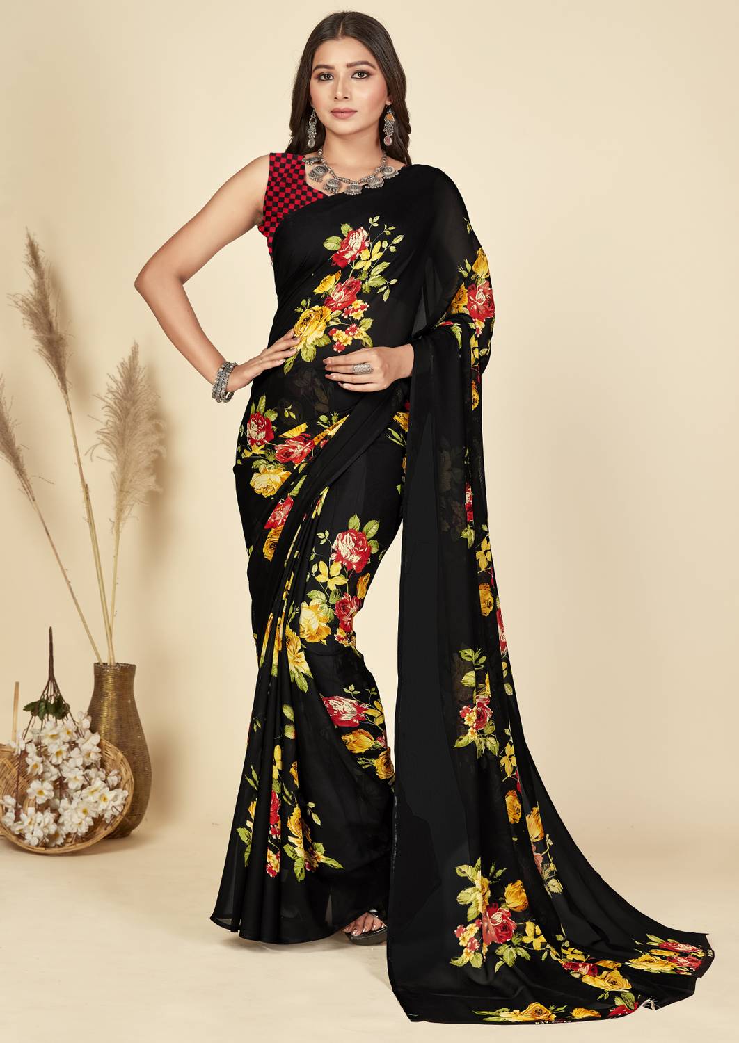 Anand Sarees Floral Print Daily Wear Georgette Saree