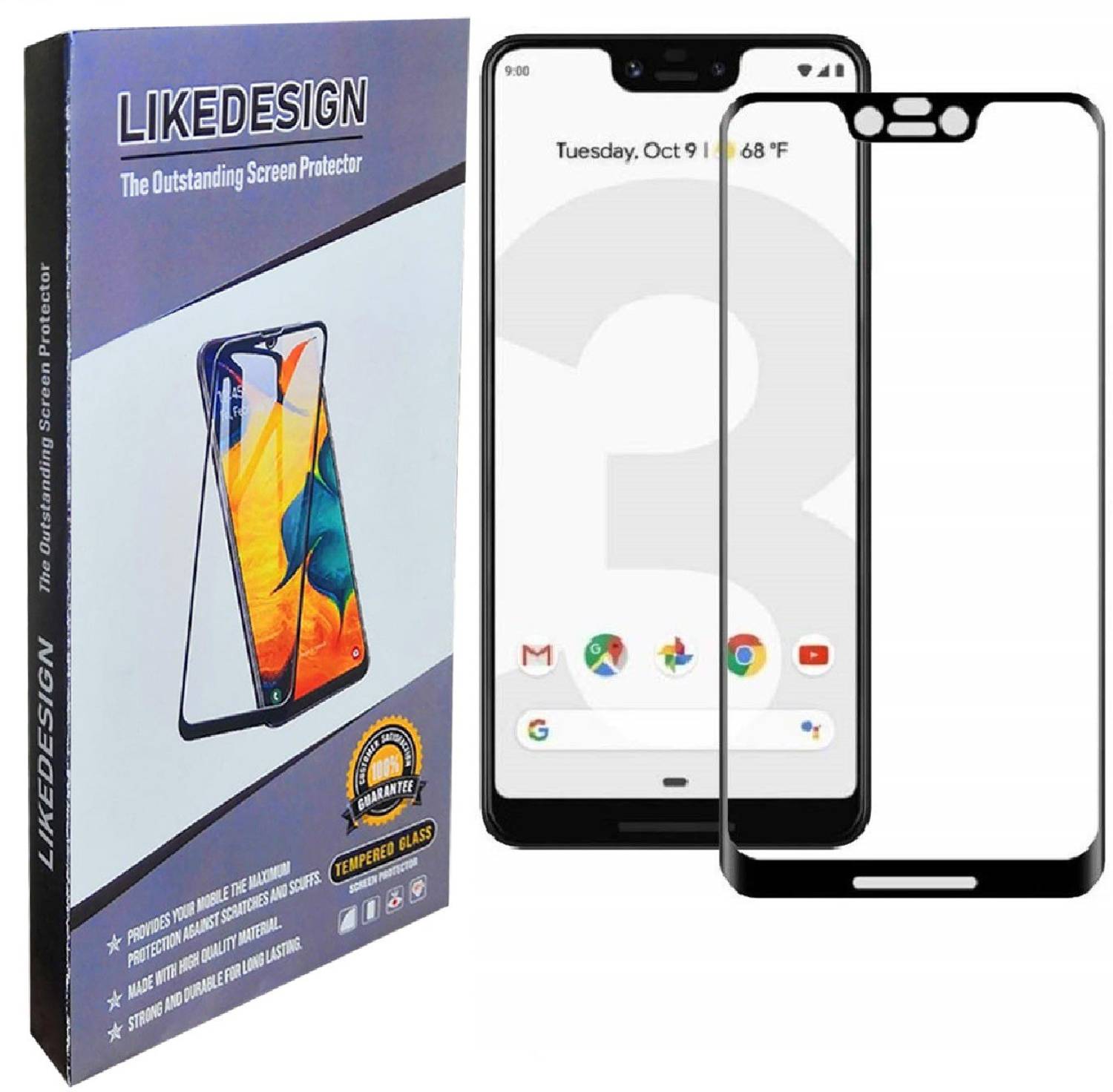 welldesign Tempered Glass Guard for Google Pixel 3 XL, Pixel 3 XL