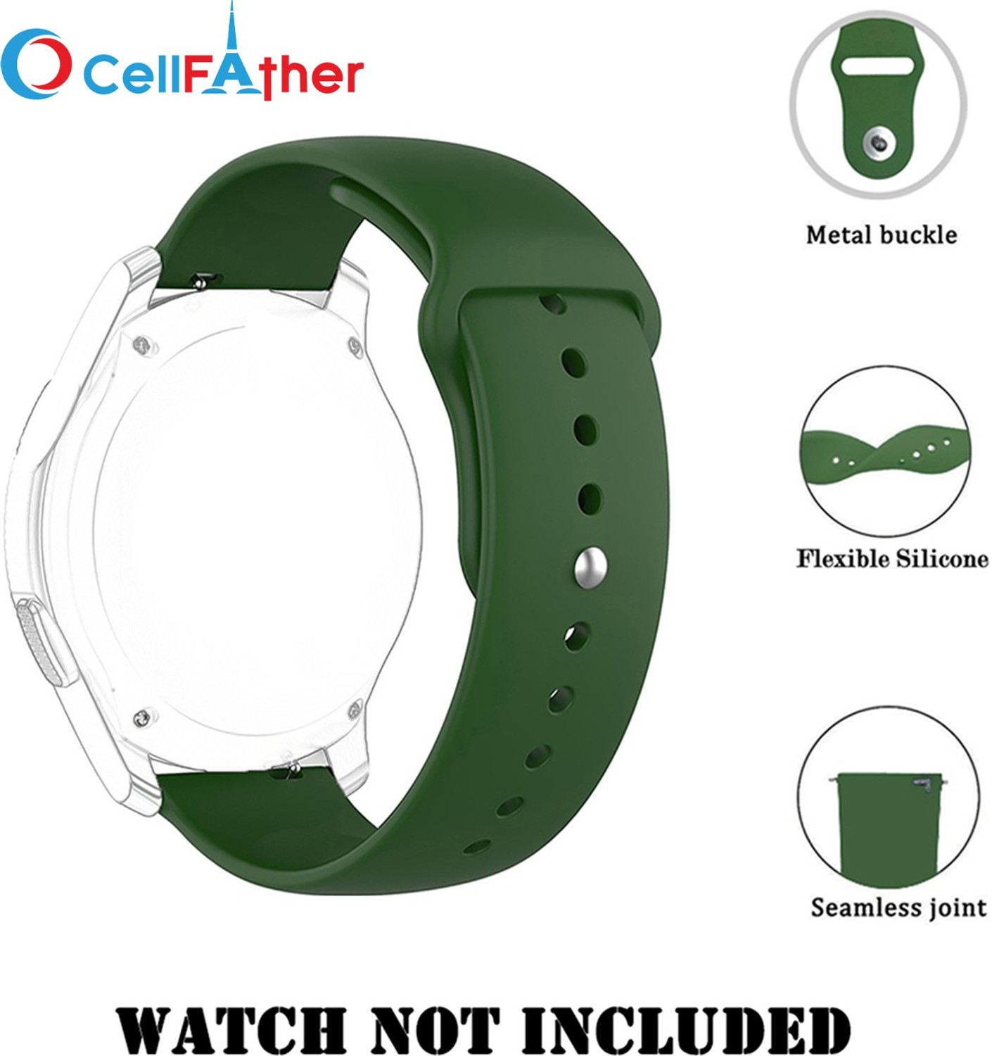 Image of CellFAther Universal 20mm Silicone Band Smart Watch Strap