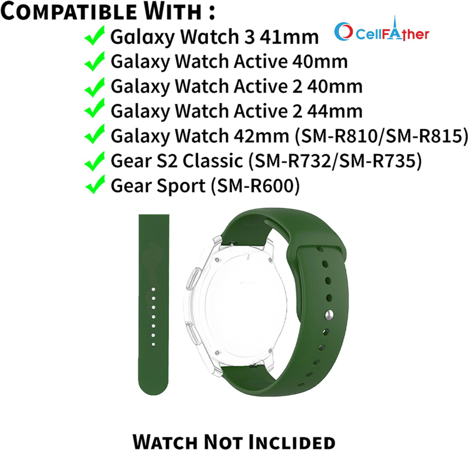 Image of CellFAther Universal 20mm Silicone Band Smart Watch Strap