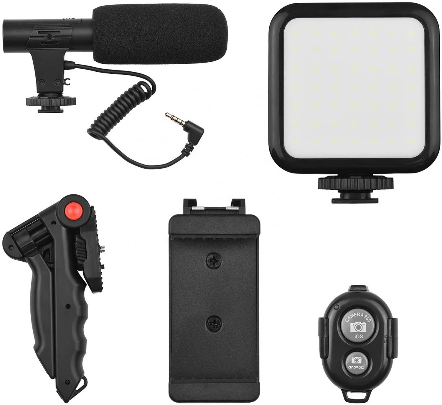 MJ Hub Vlogging Kit for Mobile Phone & Digital Cameras | with Microphone, 36 LED Light Tripod Kit