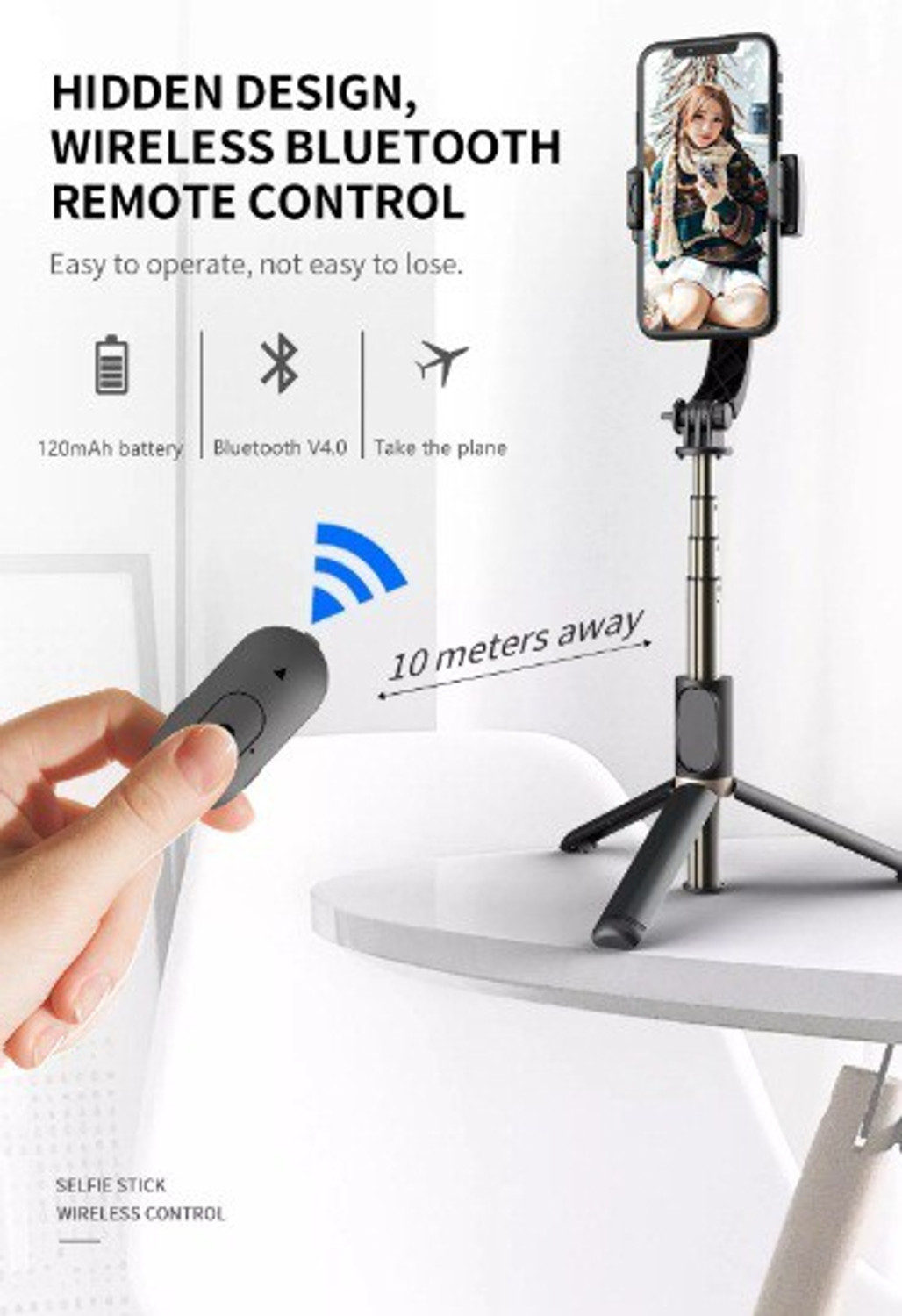 Image of Wifton Q08 Anti-shake foldable selfie stick tripod 360 roration stabilizer gimbal-XVI Single Gimbal for Mobile, Camera