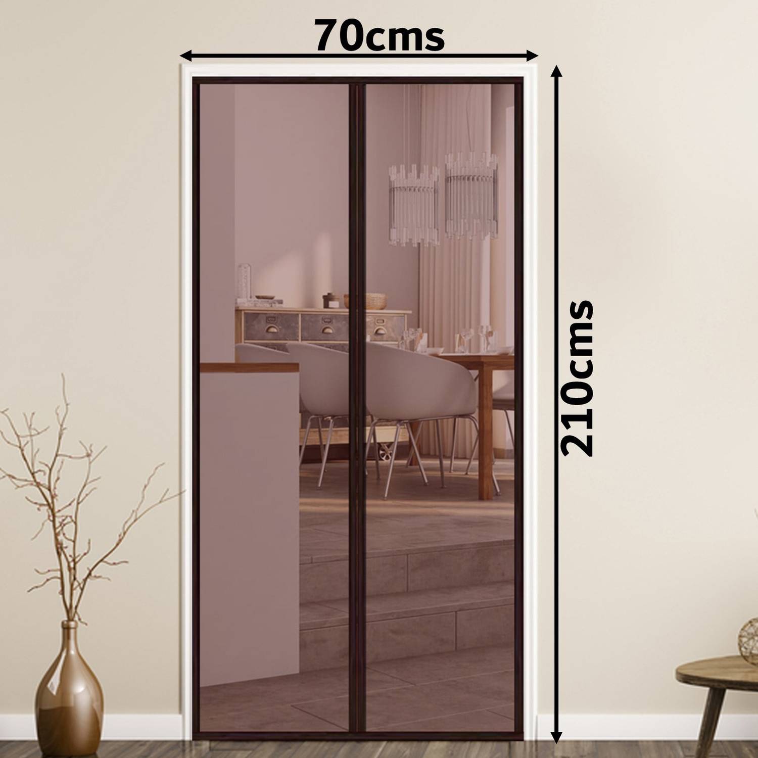 Lifekrafts Magnetic Door Mosquito Net Screen 210cm Height x 70cm Width -Brown Colour Insect Net