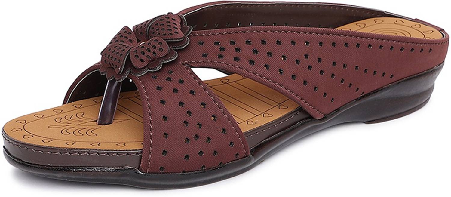ORTHO JOY Women Wedges Sandal (Brown , 7)