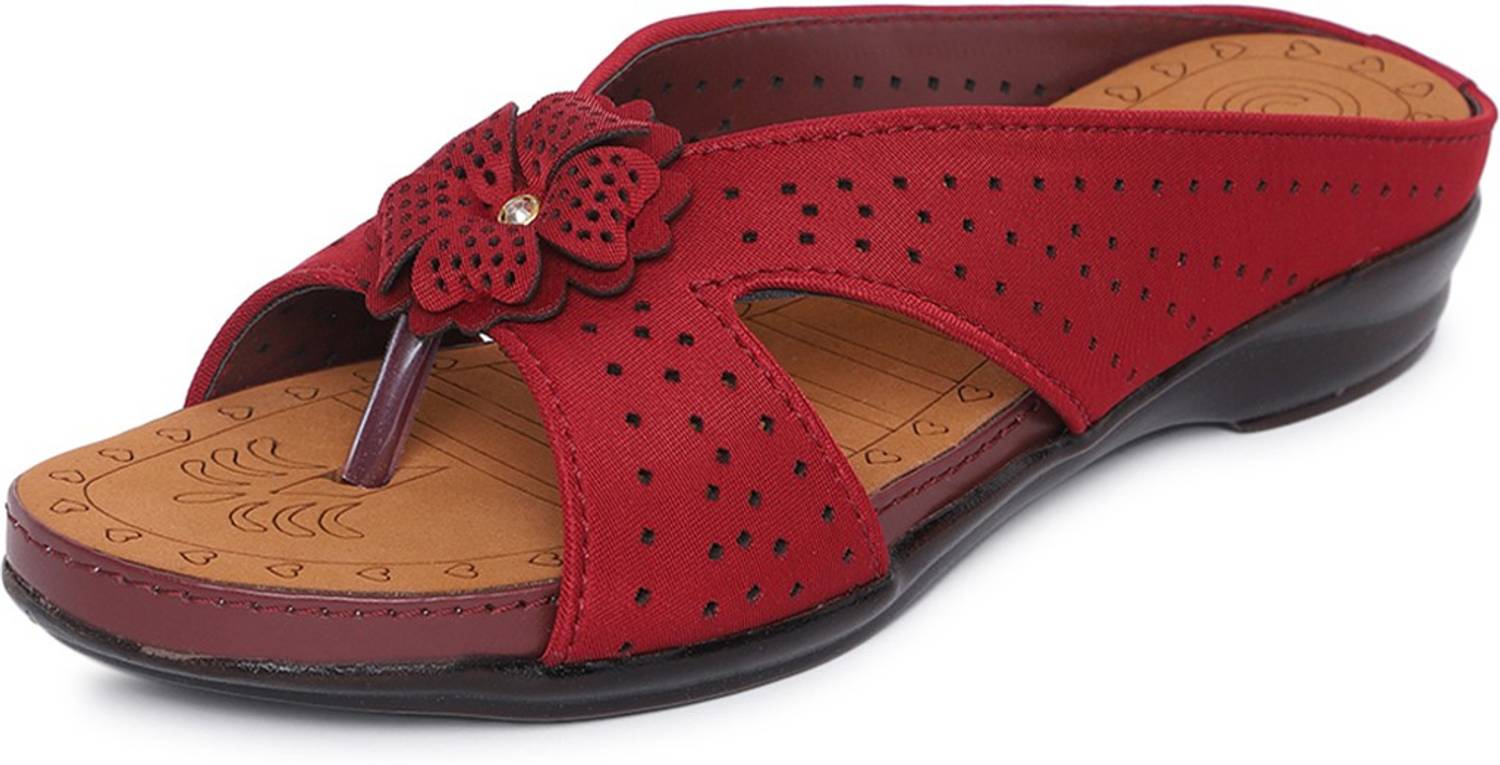 ORTHO JOY Women Wedges Sandal (Red , 8)