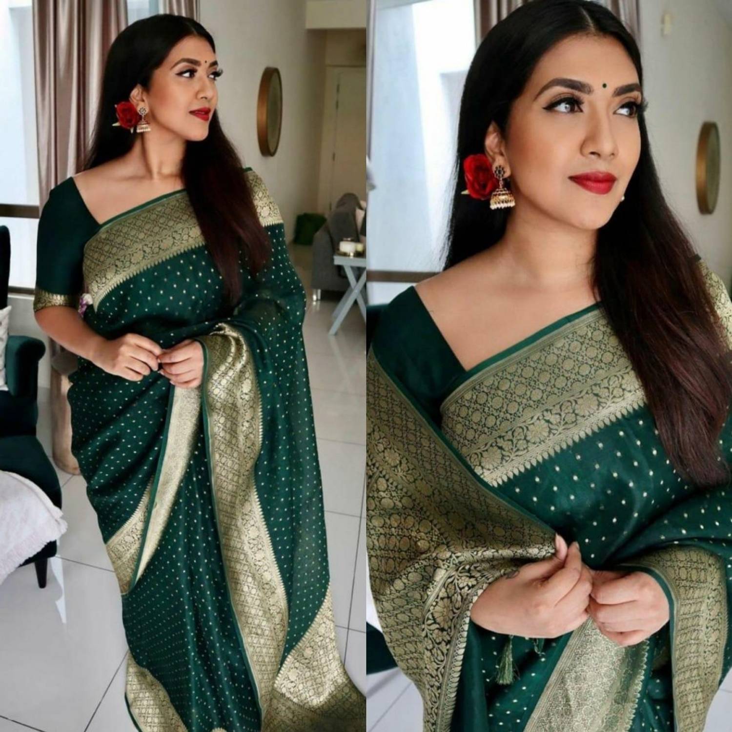 ACUITY EXIM Woven Kanjivaram Pure Silk, Jacquard Saree