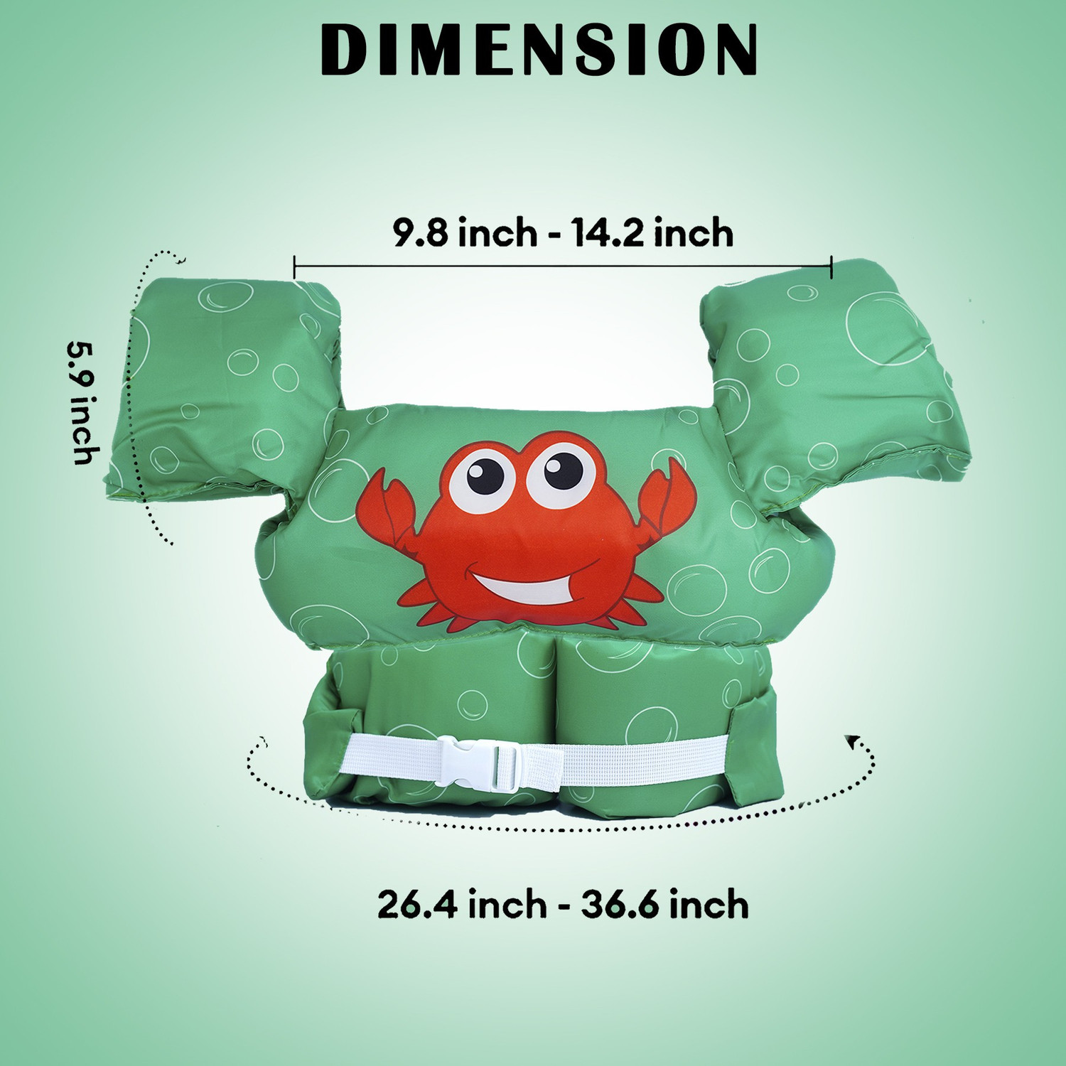 Image of Koochie Koo Cartoon Crab Printed Pool Float Arm Bands For Kids From 2 To 6 Years 22 To 55 lbs Swim Floatation Belt