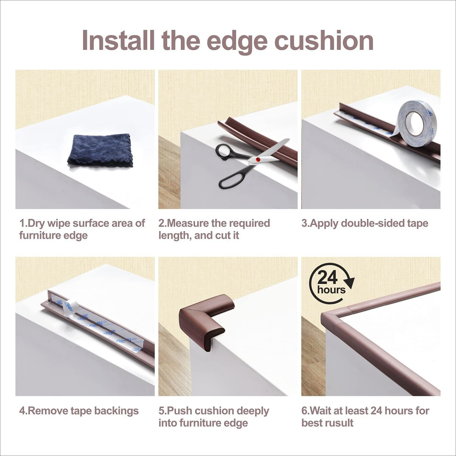 Image of Nyalkaran Baby Proofing Edge Corner Protector Cushion Strip and Corner Guard (Brown)