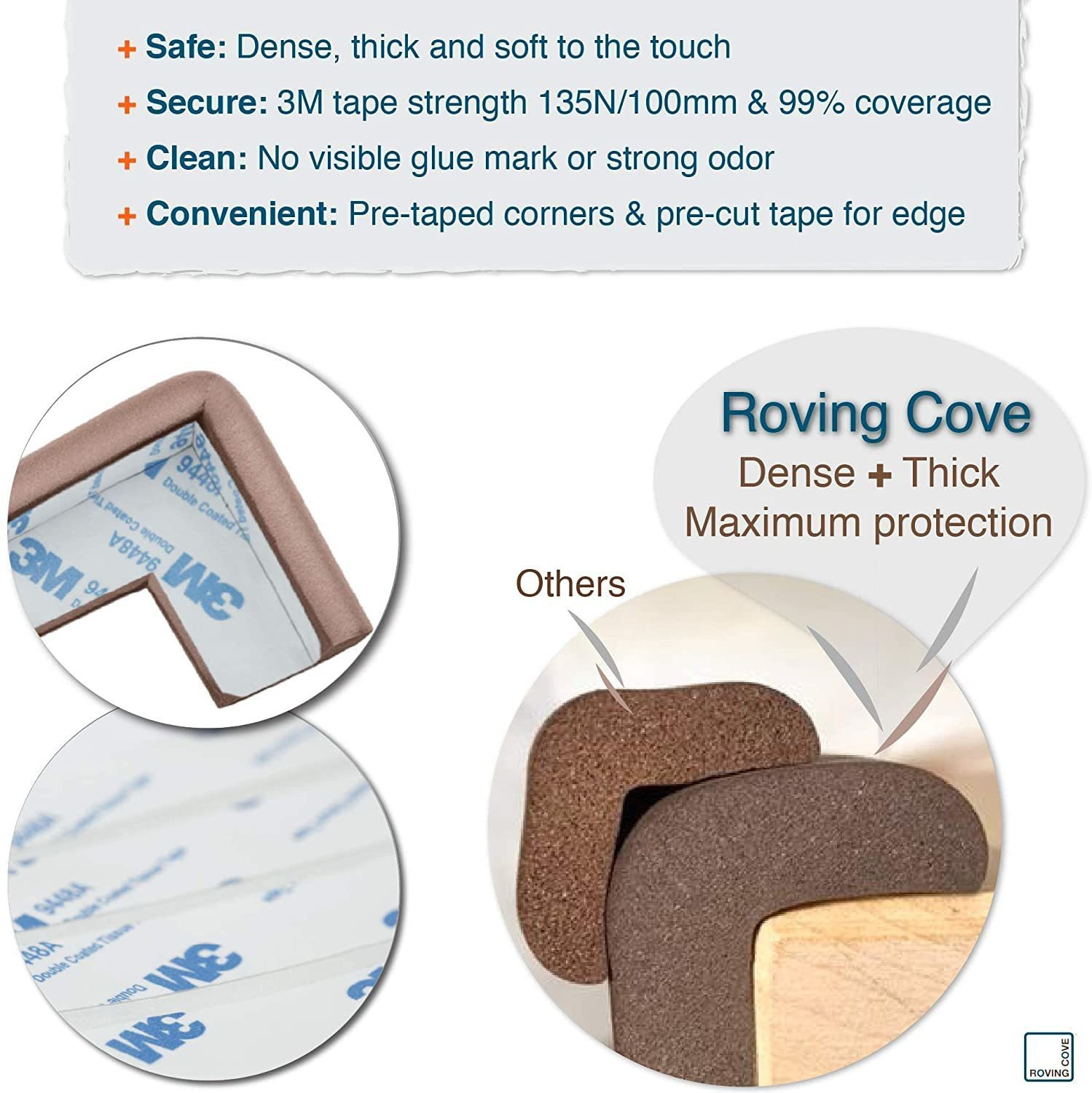 Image of Nyalkaran Baby Proofing Edge Corner Protector Cushion Strip and Corner Guard (Brown)