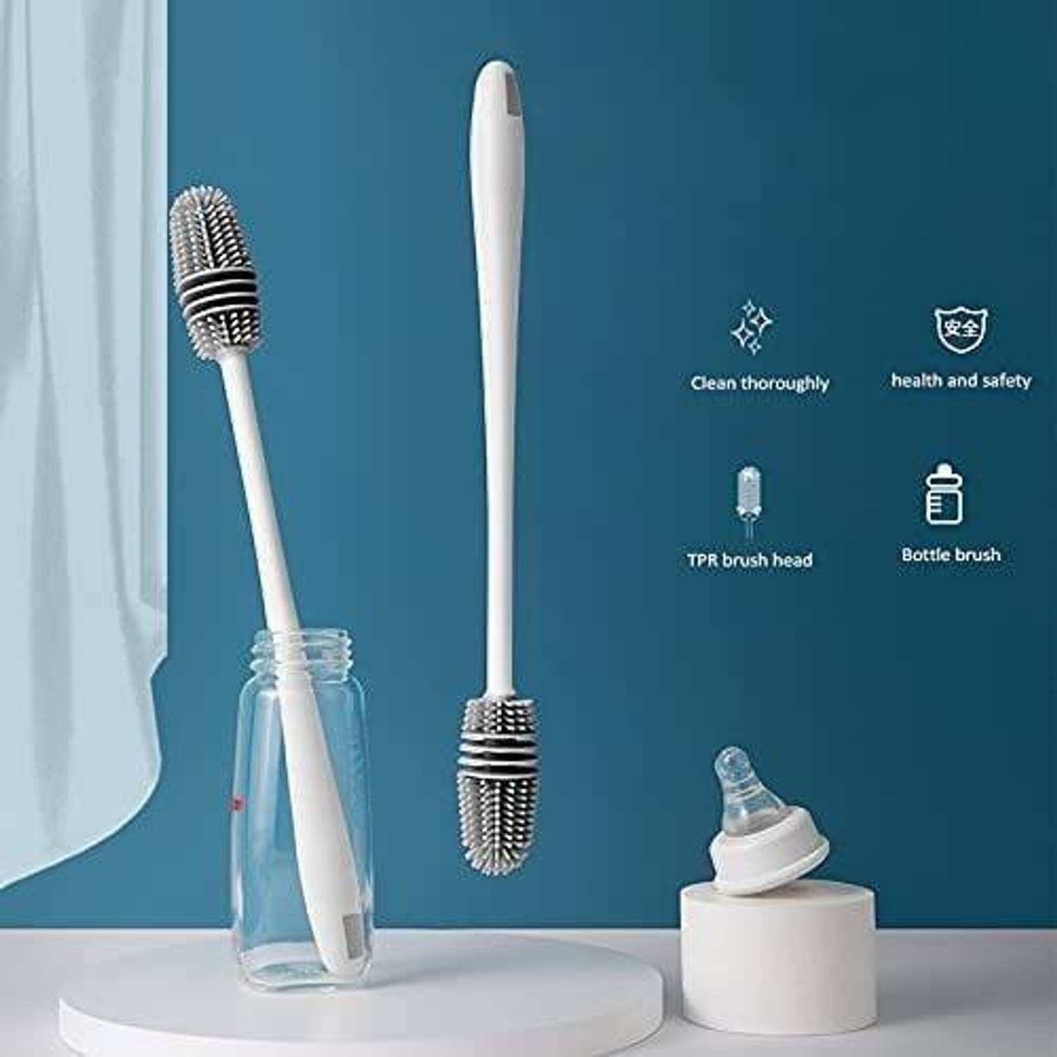 Akshar Enterprise Silicon Brush for Water Bottles Flask Long Handle Bottle Cleaning Brush
