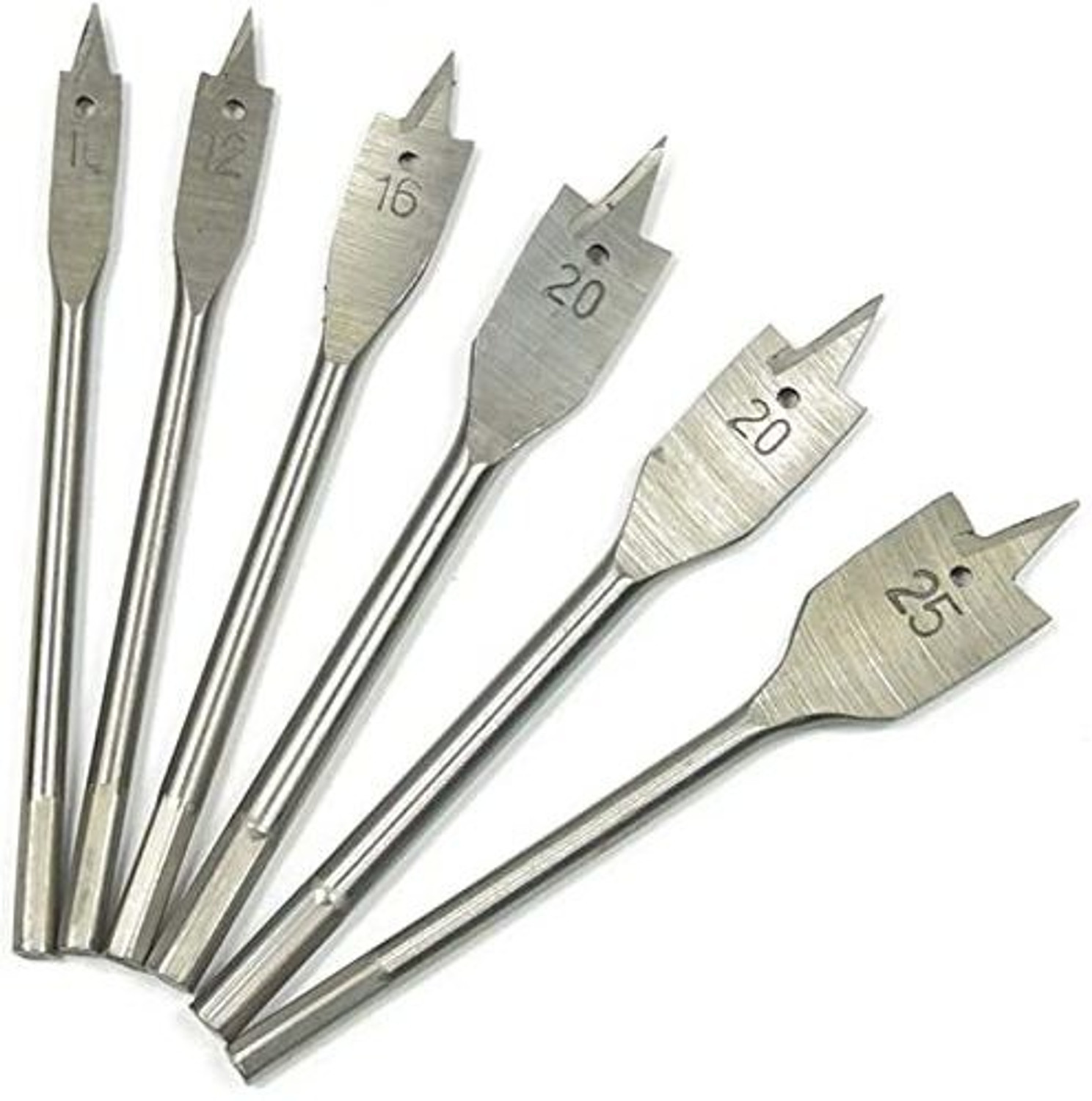 Image of Kshivi Drill Bits 6 Pieces Hex Shank Flat Bit Set For Spade Boring In Wood, Plastic DB73 Rotary Tool