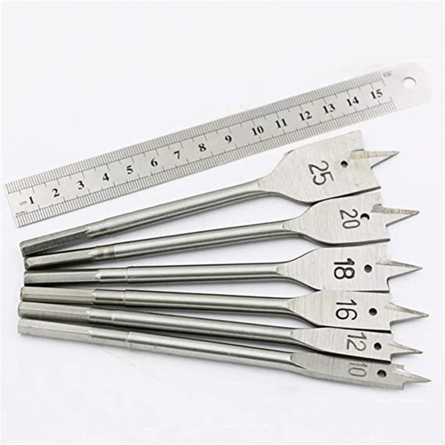 Image of Kshivi Drill Bits 6 Pieces Hex Shank Flat Bit Set For Spade Boring In Wood, Plastic DB73 Rotary Tool