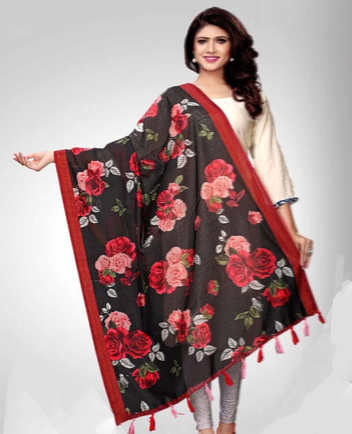 Bloviate Silk Blend Floral Print Women Dupatta
