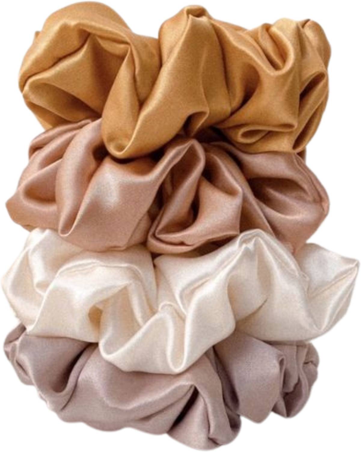 Attune Silk Satin Scrunchies for women extra large scrunchy For thick hair Set of 4 Hair Band