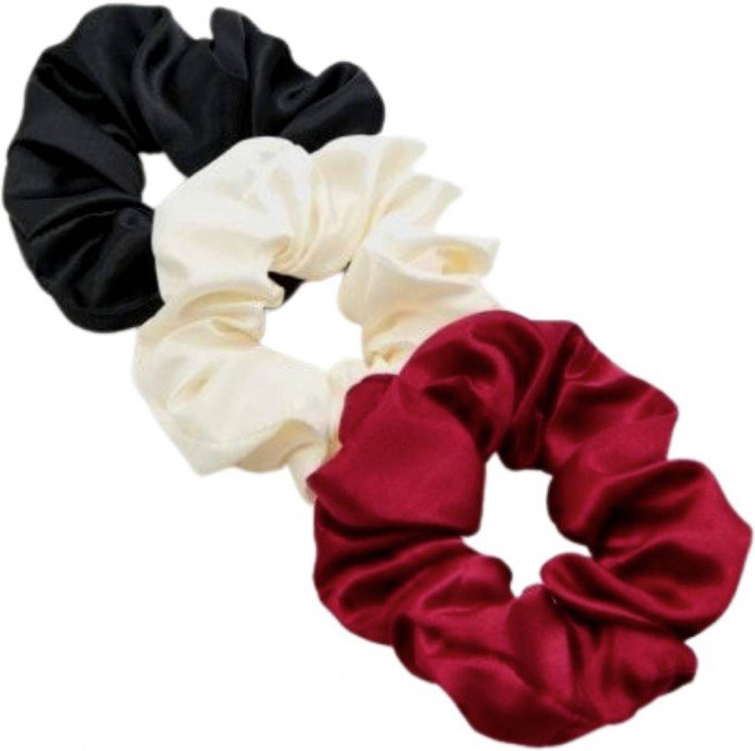 Attune Silk Satin Hair Tie Elastic Hair Bands Set of 4 fluffy Large Size Scrunchies Rubber Band