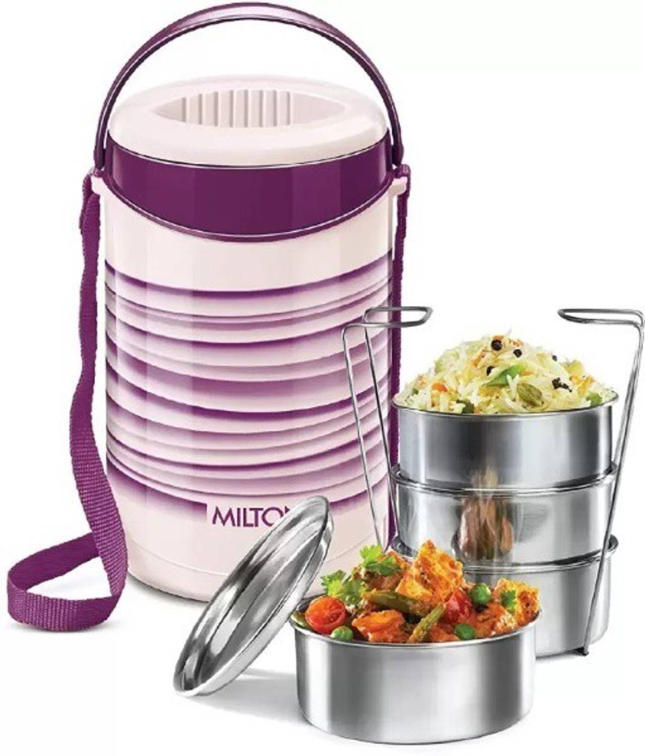 MILTON New Econa 4 Stainless Steel Tiffin container 4 Containers Stainless Steel Office Lunch Box — Lunch Boxes & Tiffins