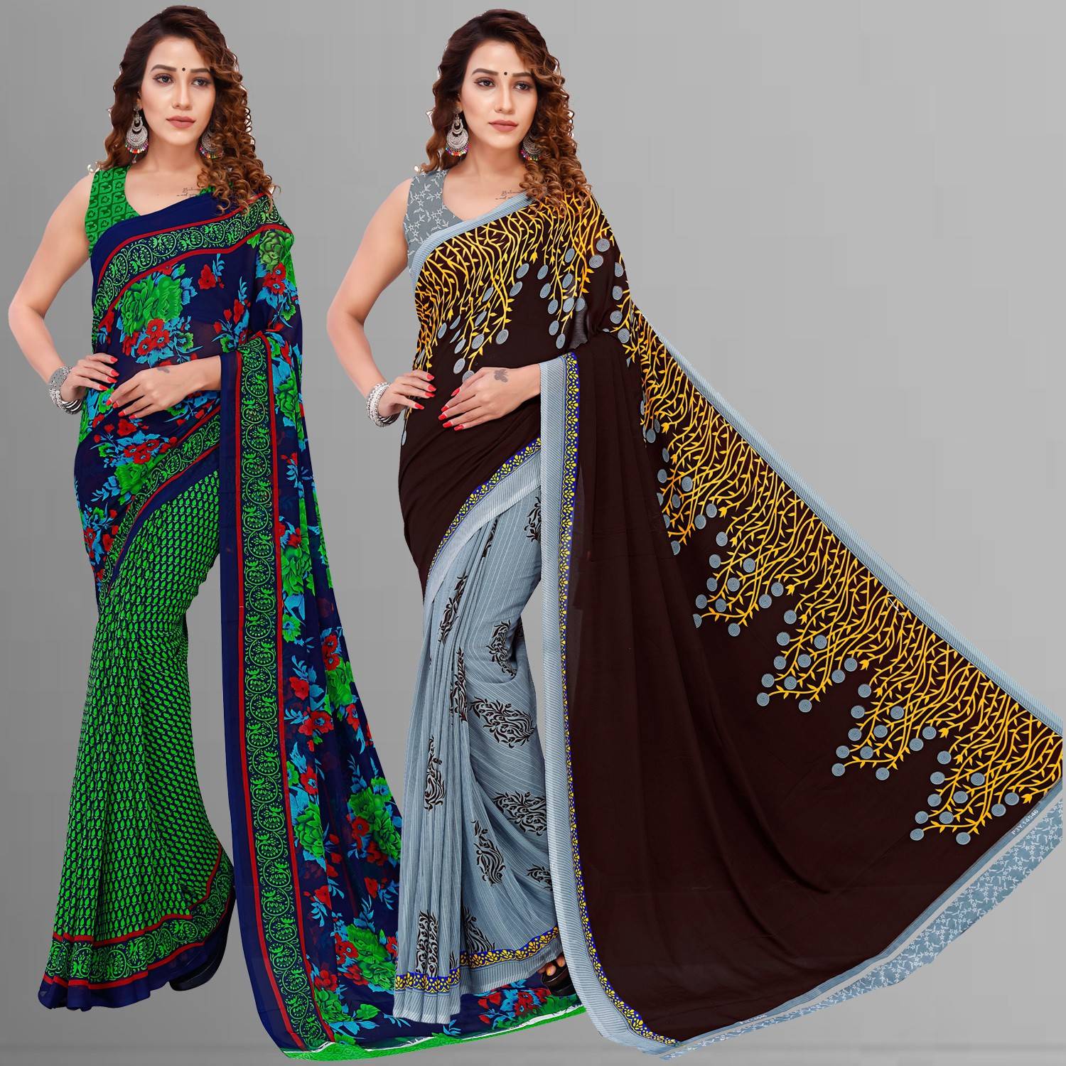 Anand Sarees Floral Print Bollywood Georgette Saree