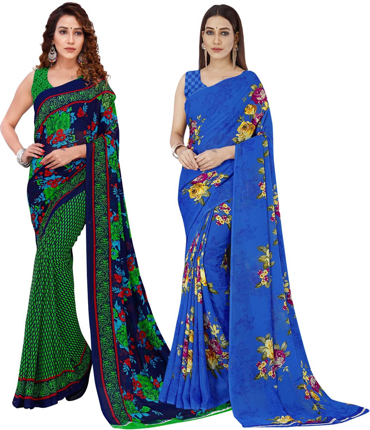 Anand Sarees Floral Print Bollywood Georgette Saree