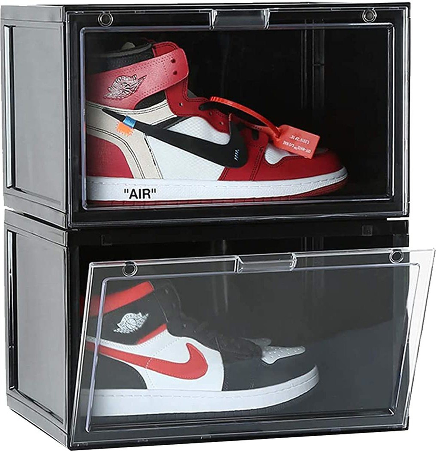 Image of COROID Plastic Sneaker Containers Bins Portable Storage Organizer Space Saving Foldable Plastic Collapsible Shoe Stand