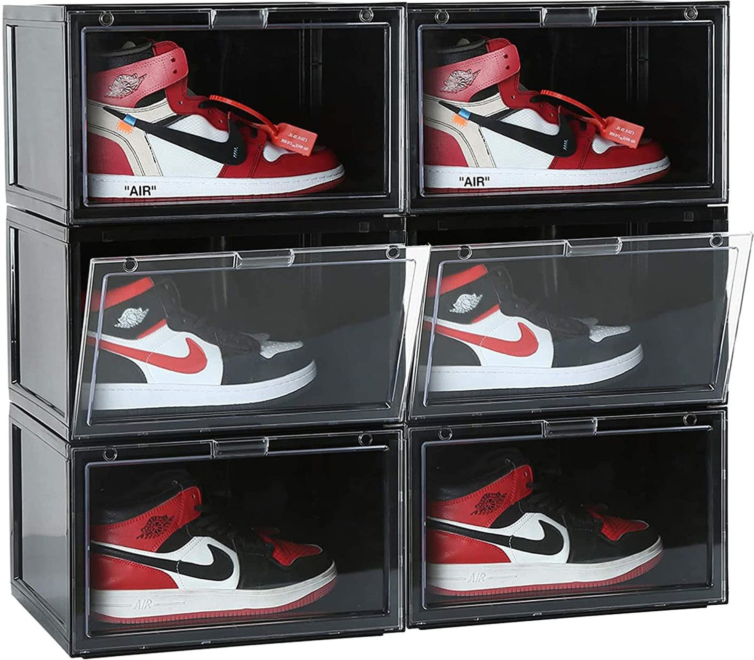 Image of COROID Plastic Sneaker Containers Bins Portable Storage Organizer Space Saving Foldable Plastic Collapsible Shoe Stand