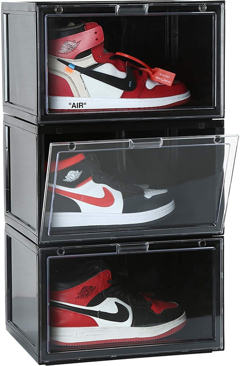 Image of COROID Plastic Sneaker Containers Bins Portable Storage Organizer Space Saving Foldable Plastic Collapsible Shoe Stand