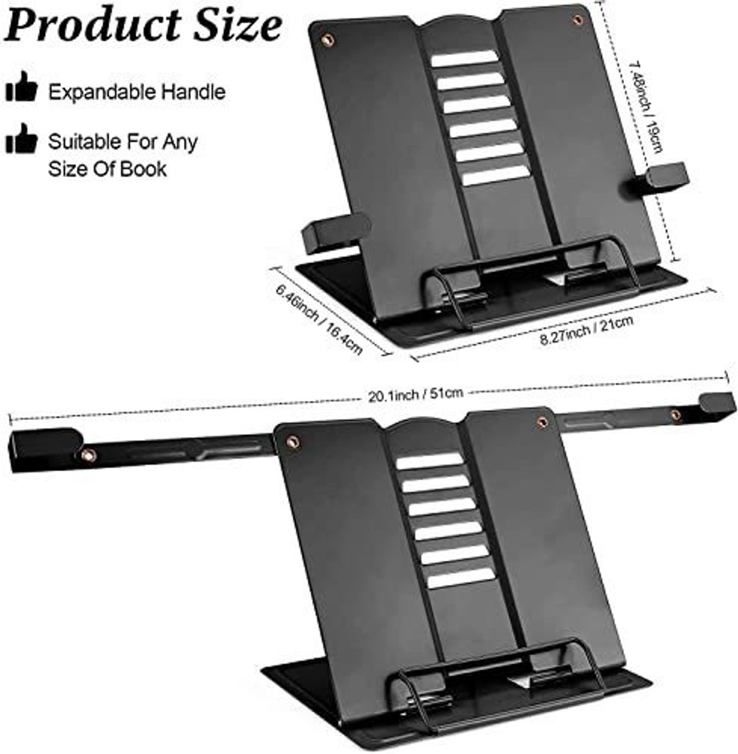 Image of Hyderon 1 Compartments MILD STEEL BOOK READING STAND (Black)