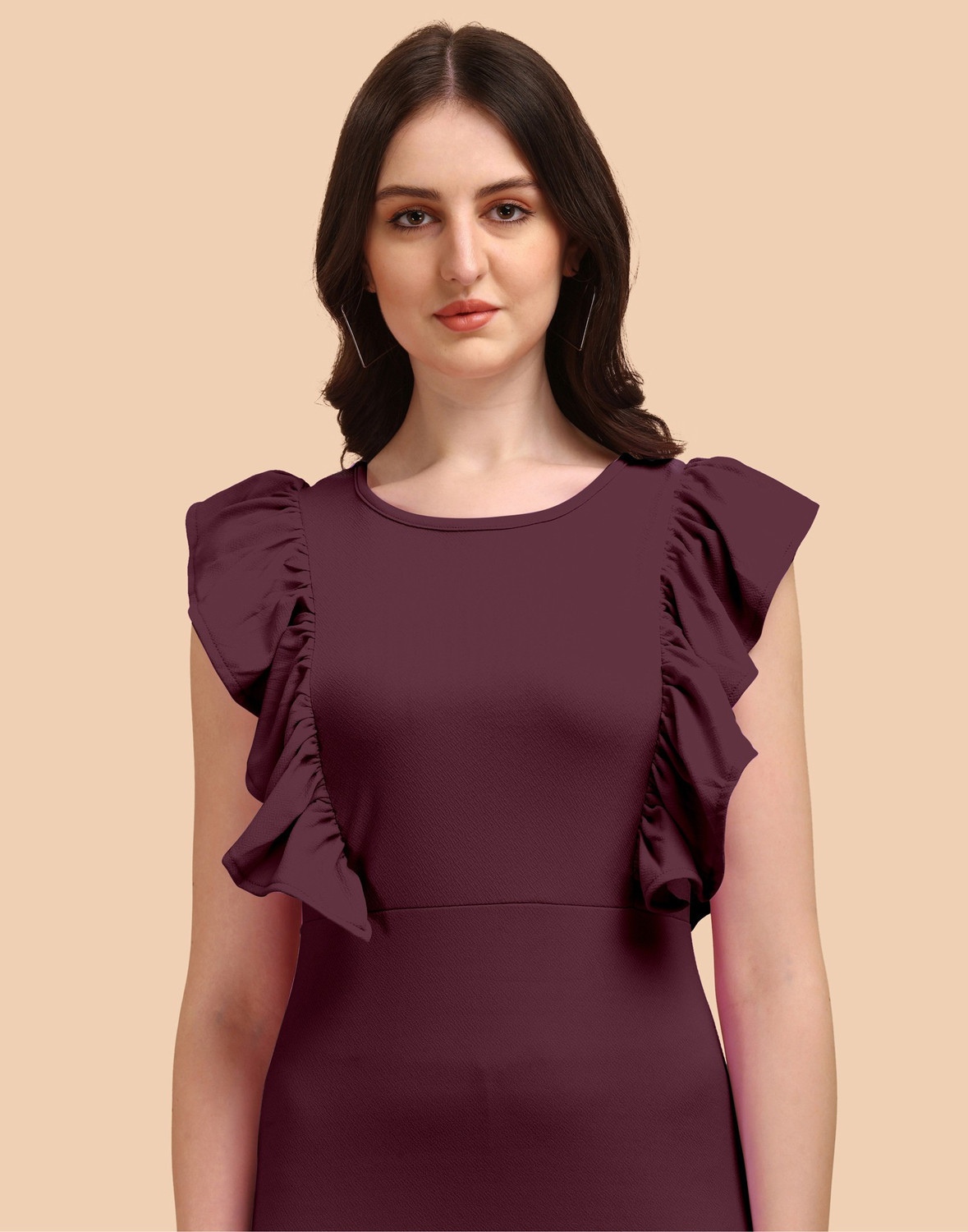 Image of Selvia Women Bodycon Brown Midi /Calf Length Dress